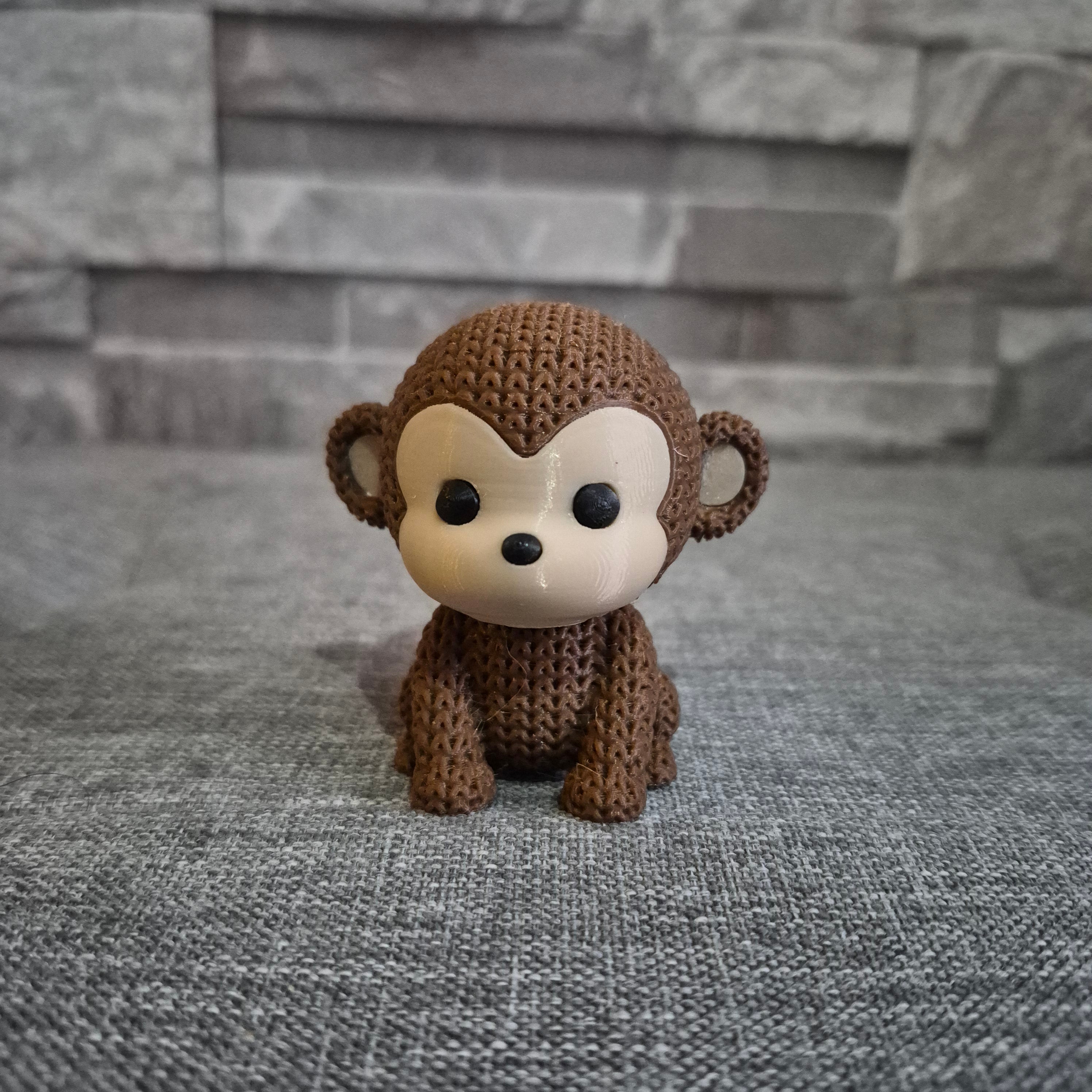 Figurine singe tricot 3D • Sculpture artisanale • Déco jungle • 3 tailles et 14 couleurs