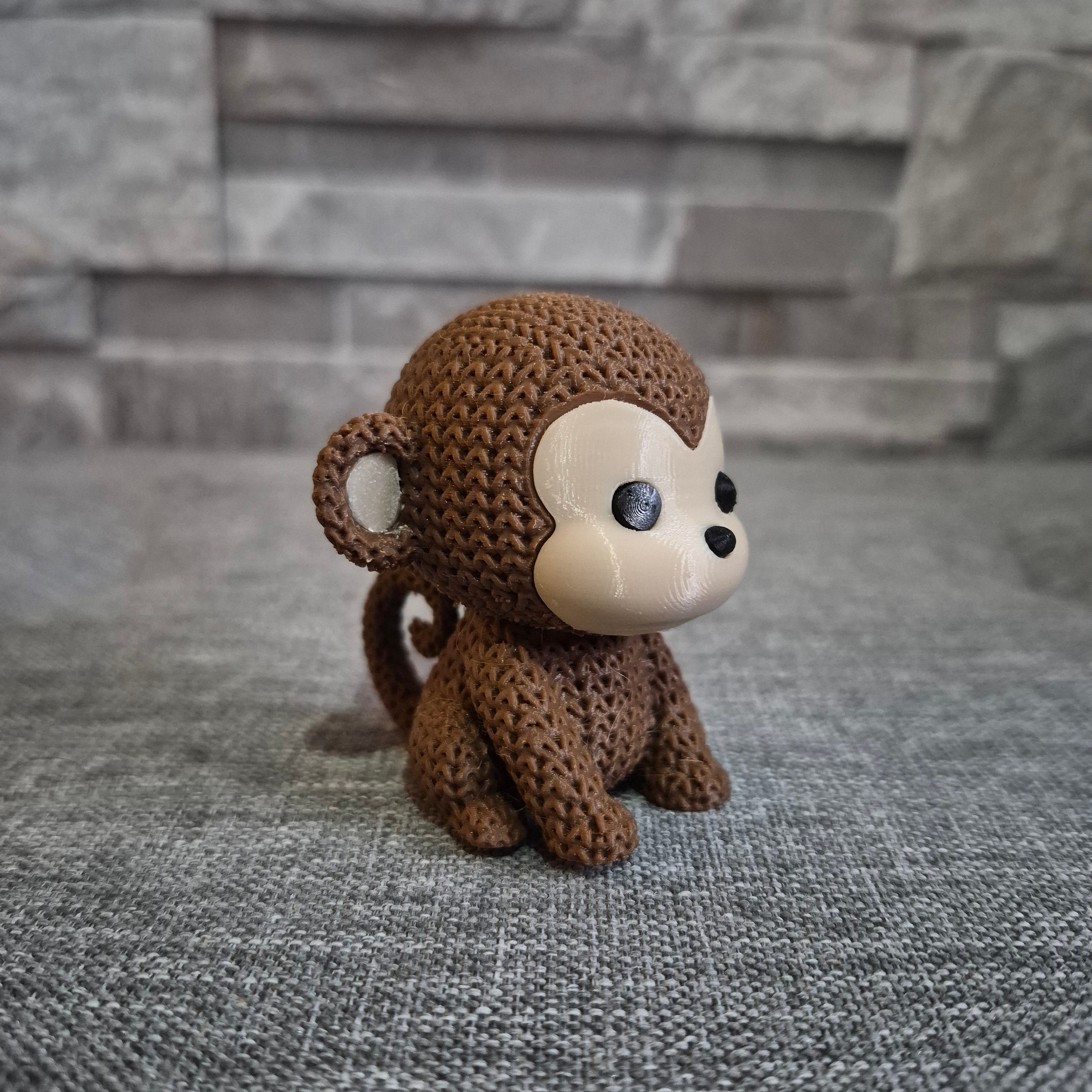 Figurine singe tricot 3D • Sculpture artisanale • Déco jungle • 3 tailles et 14 couleurs
