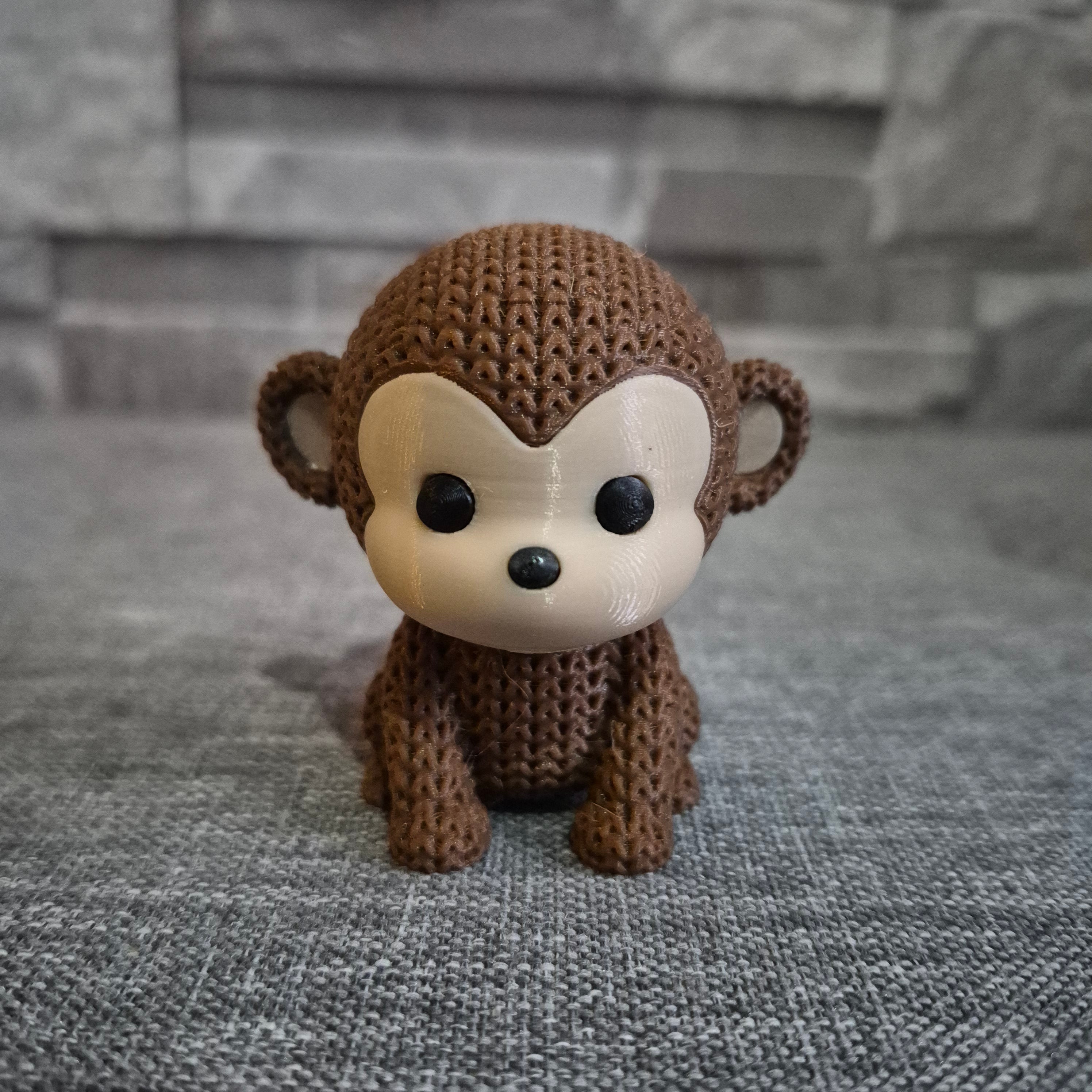 Figurine singe tricot 3D • Sculpture artisanale • Déco jungle • 3 tailles et 14 couleurs
