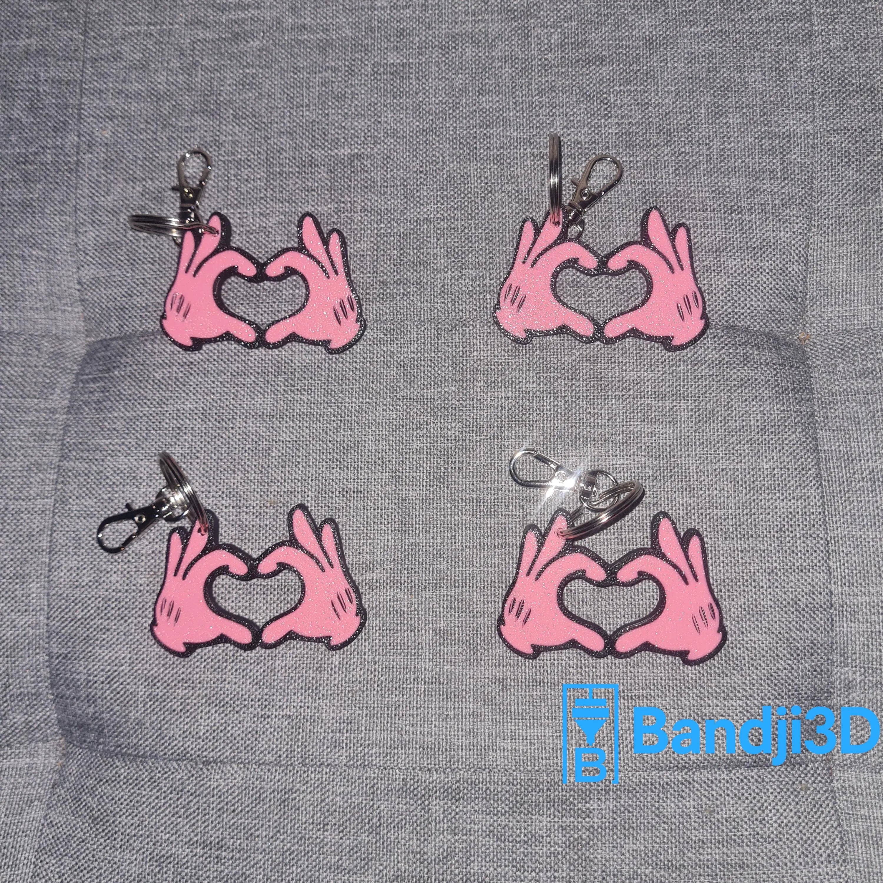 Porte-clés mains cœur cartoon – Accessoire amour et amitié – Cadeau original personnalisé en impression 3D