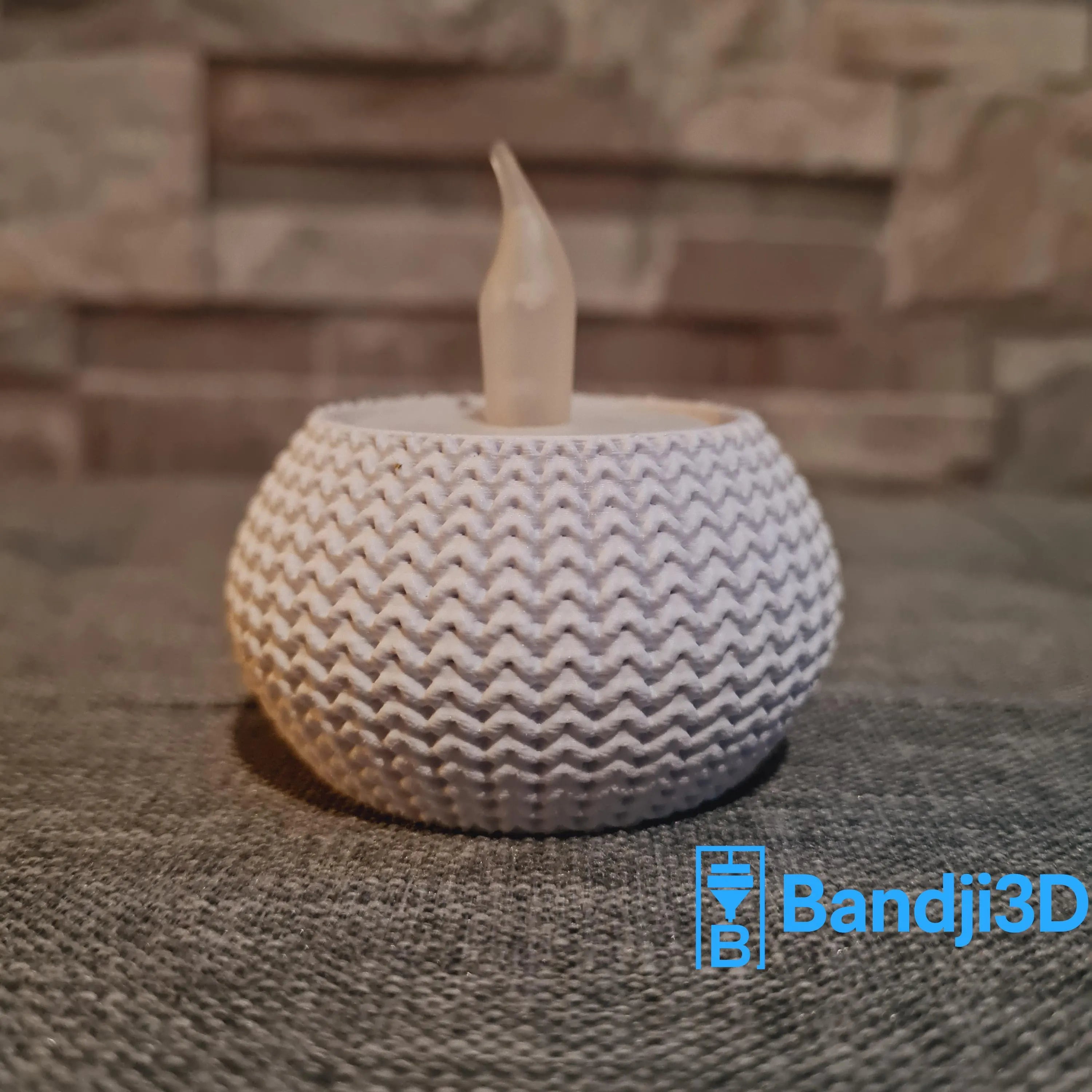 Porte-bougie tricot 3D – Bougeoir déco cosy en impression 3D effet laine – Cadeau maison original
