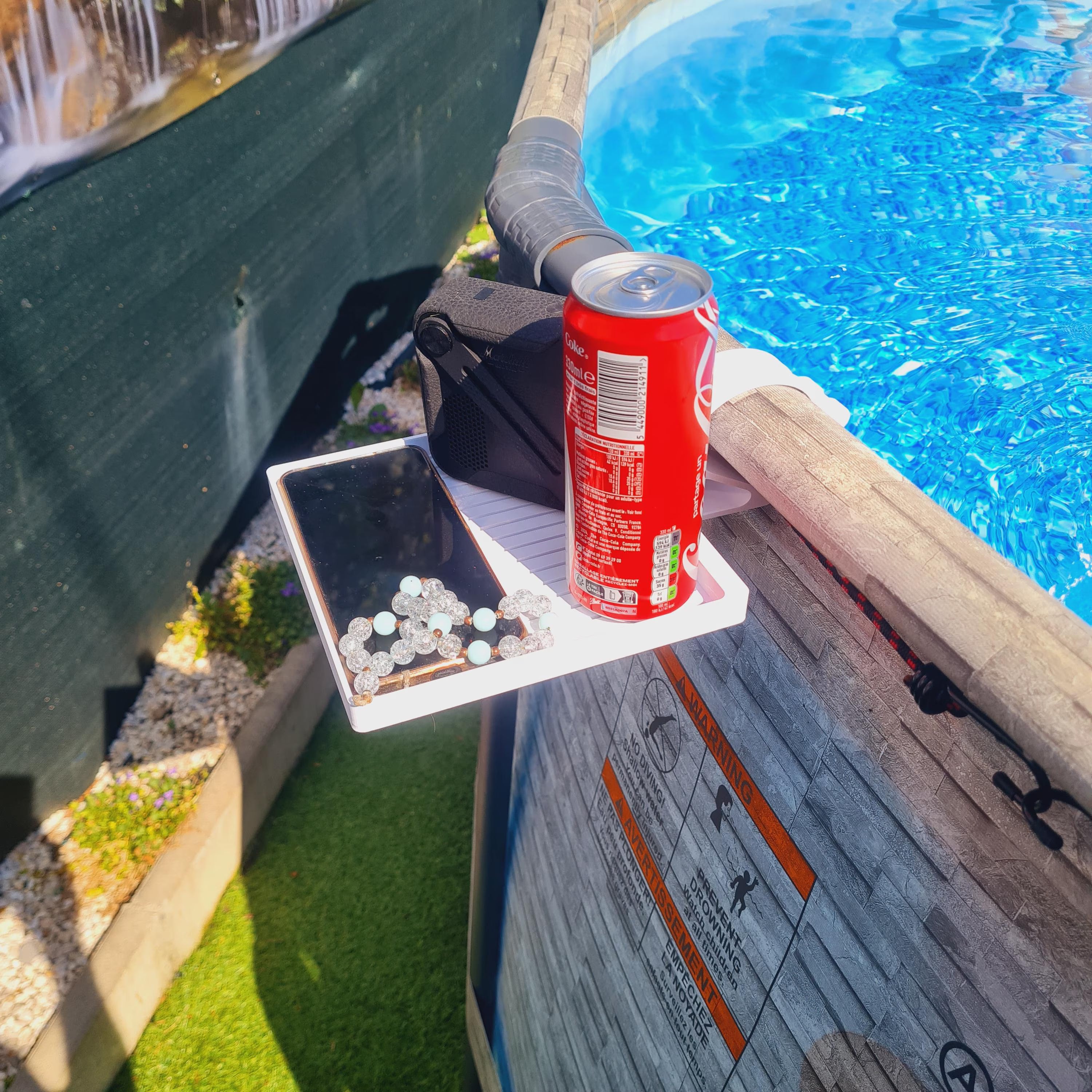 Support piscine pour boisson et smartphone – Plateau flottant compatible Intex & Bestway – Accessoire été