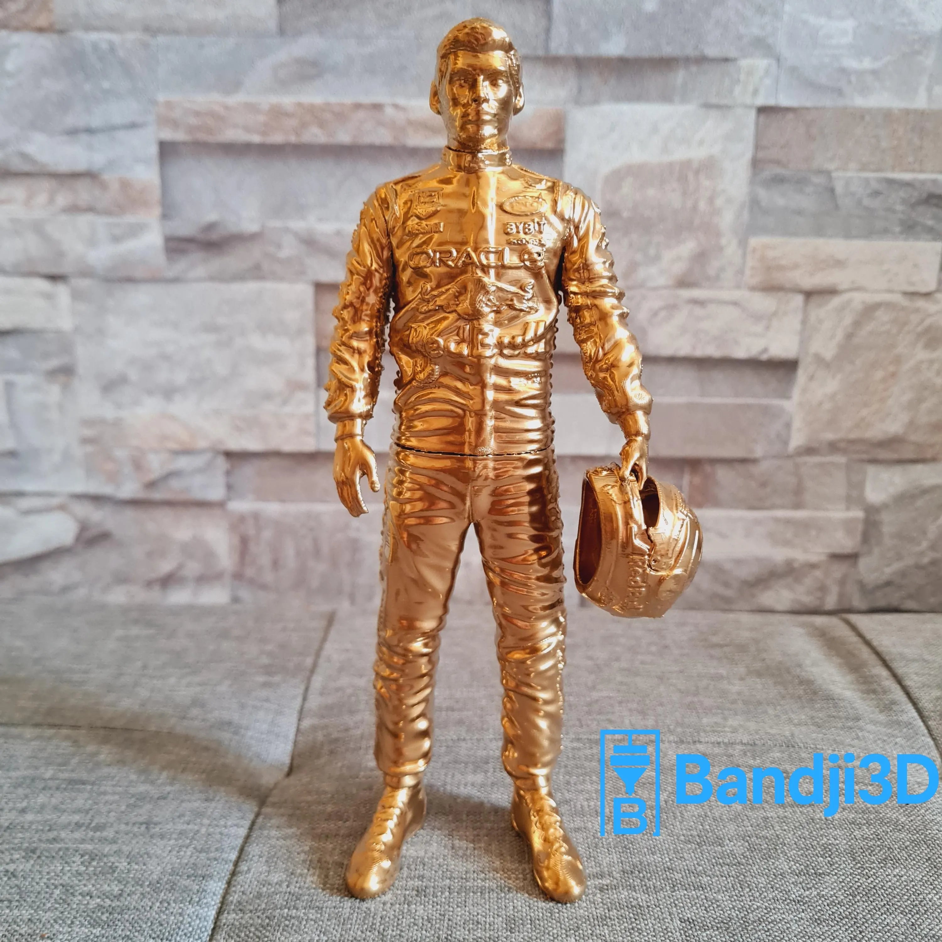 Figurine pilote de course F1 Max Verstappen – Statue impression 3D peinte à la main avec socle – Collection sport automobile