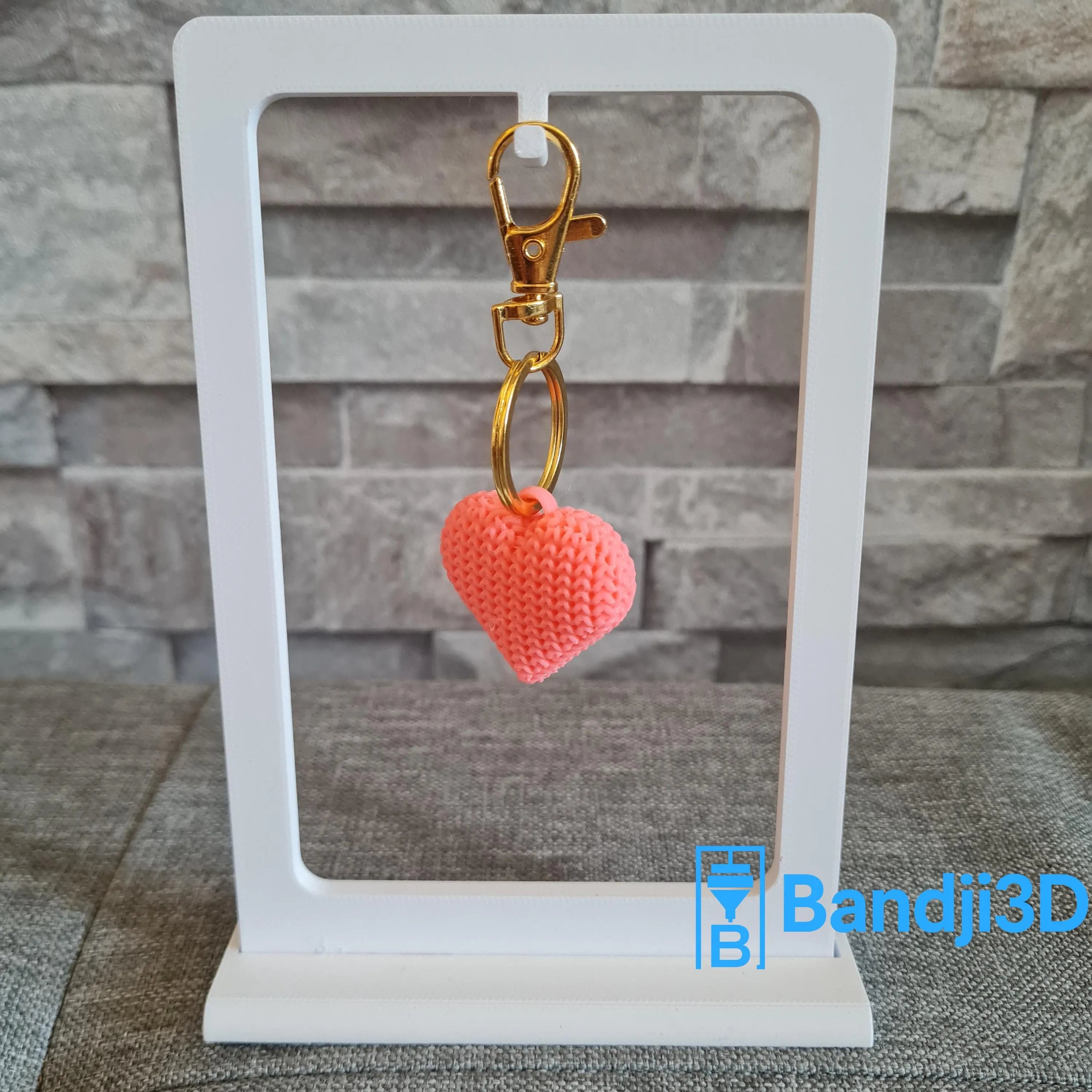 Porte‑clés cœur tricot – Accessoire mignon imprimé 3D – Cadeau amour/amitié personnalisable
