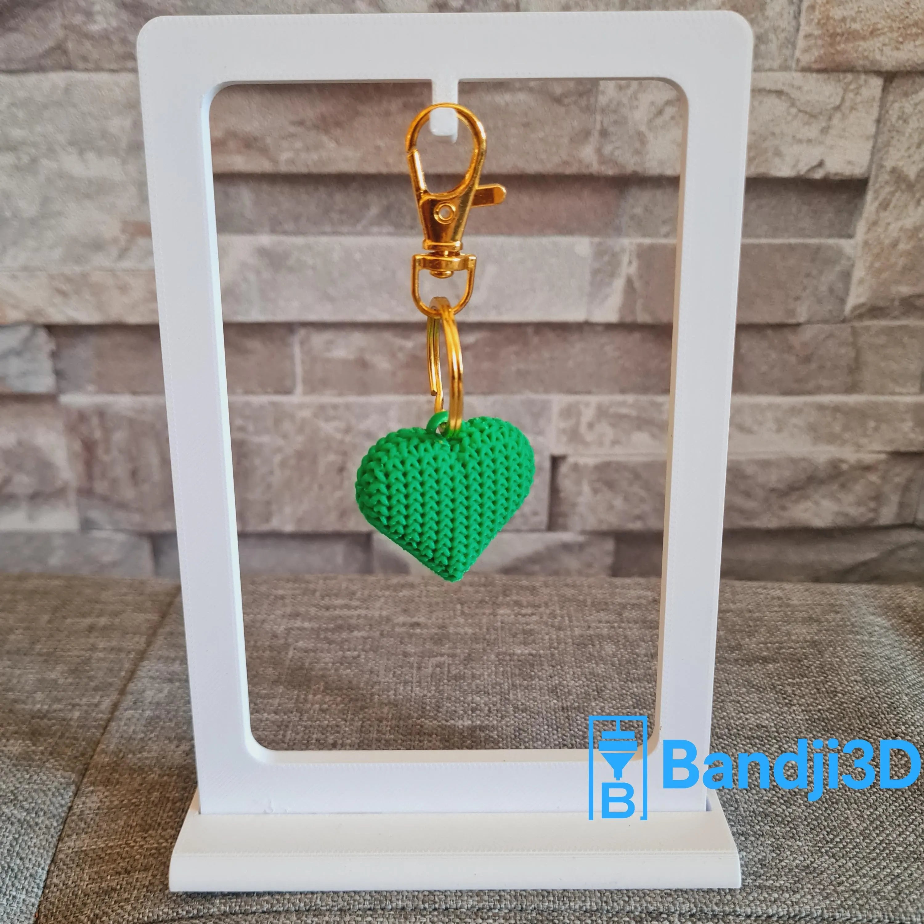 Porte‑clés cœur tricot – Accessoire mignon imprimé 3D – Cadeau amour/amitié personnalisable