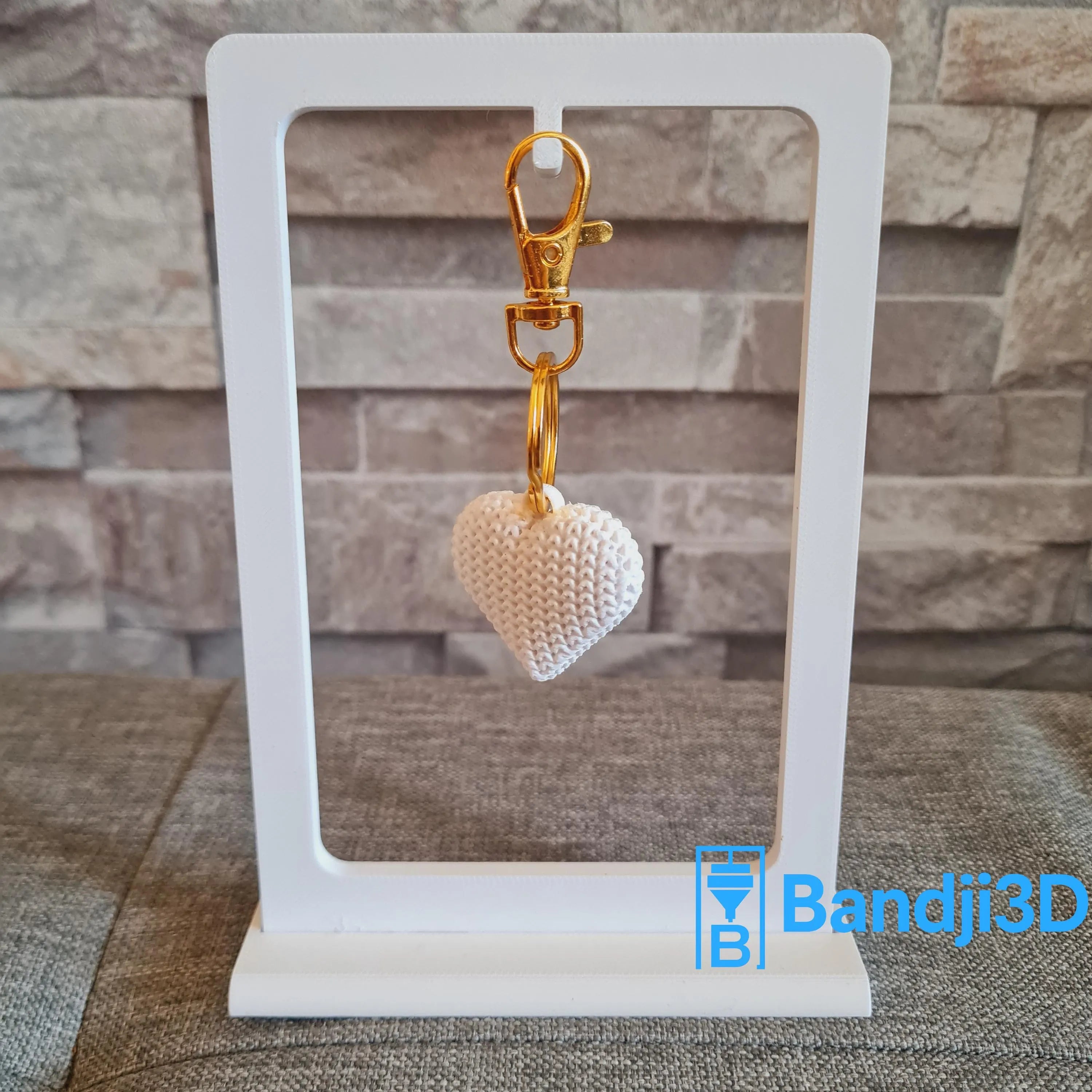 Porte‑clés cœur tricot – Accessoire mignon imprimé 3D – Cadeau amour/amitié personnalisable