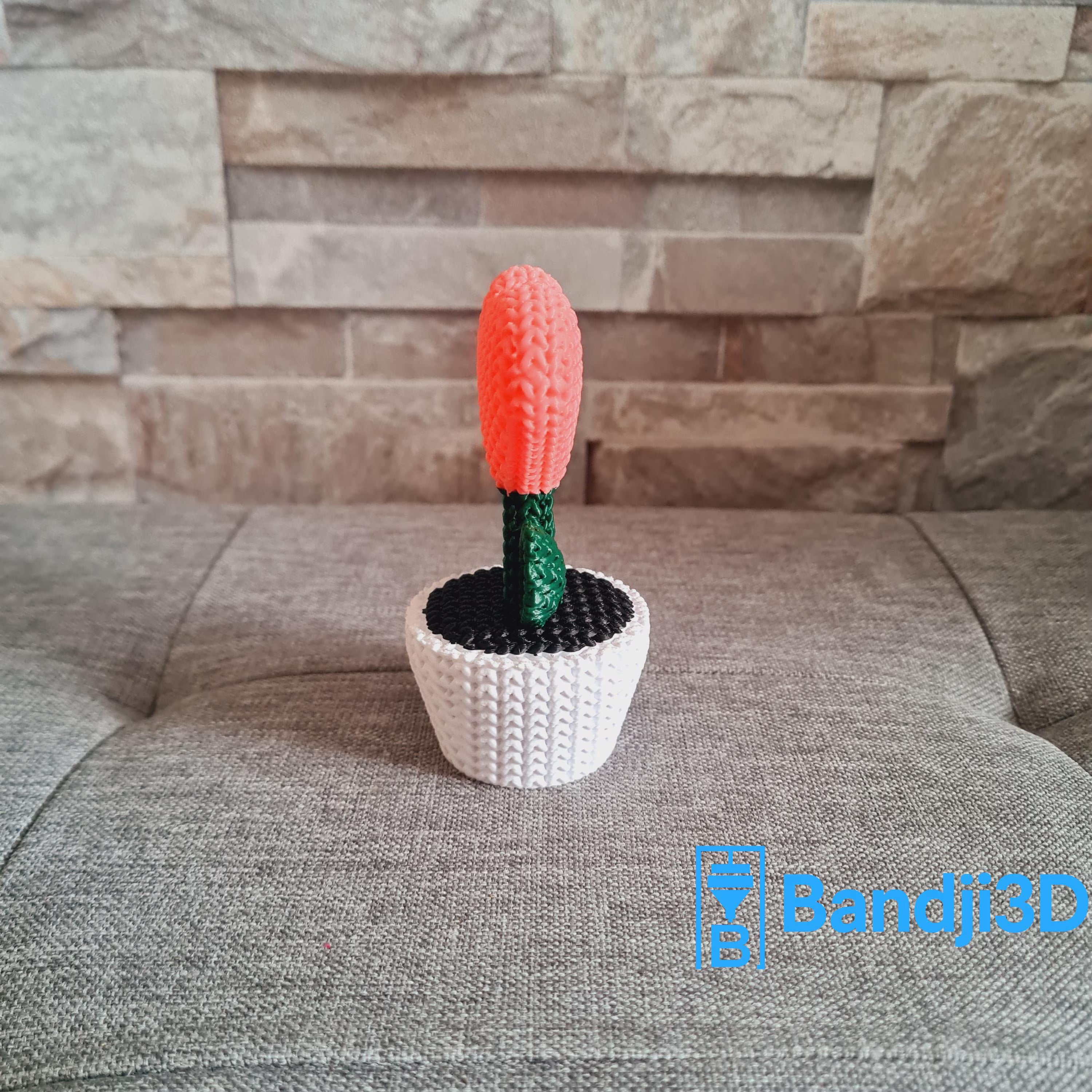 Plante cœur tricotée 3D – Objet déco mignon fait main – Cadeau original en impression 3D