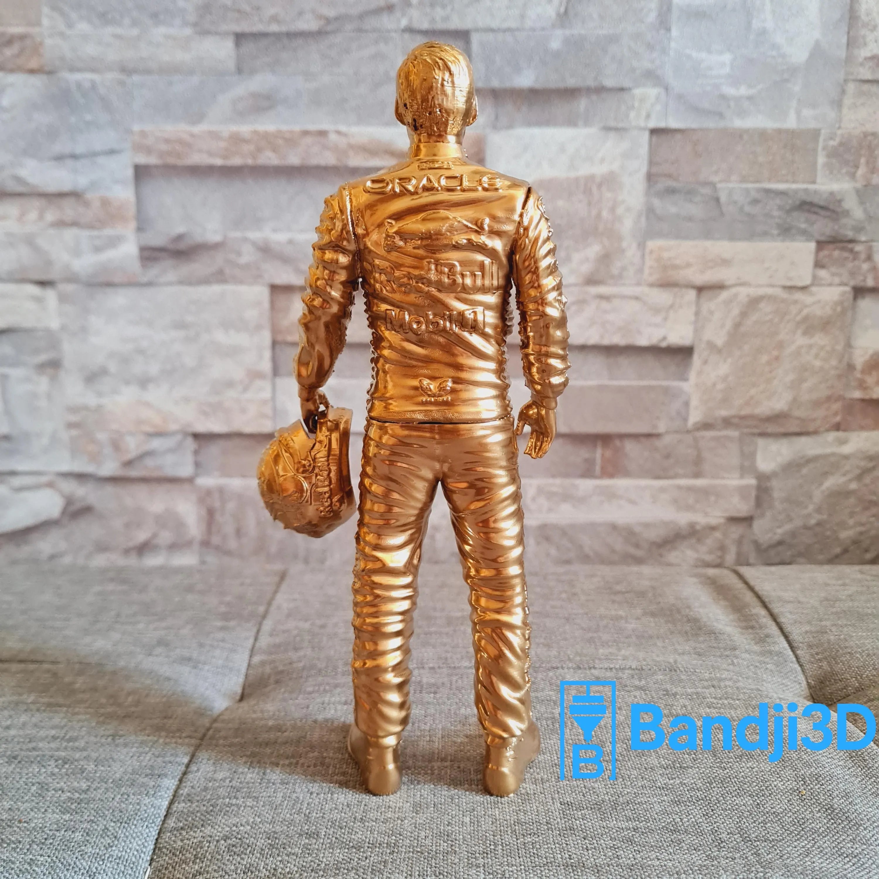 Figurine pilote de course F1 Max Verstappen – Statue impression 3D peinte à la main avec socle – Collection sport automobile