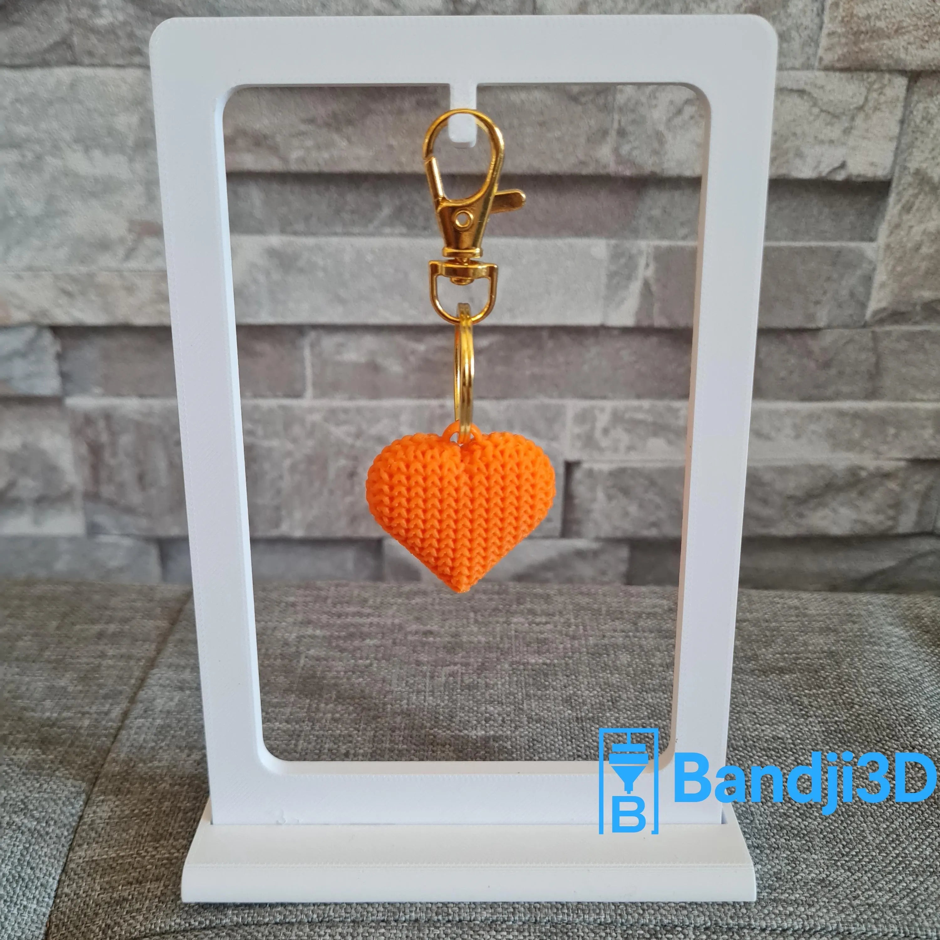 Porte‑clés cœur tricot – Accessoire mignon imprimé 3D – Cadeau amour/amitié personnalisable