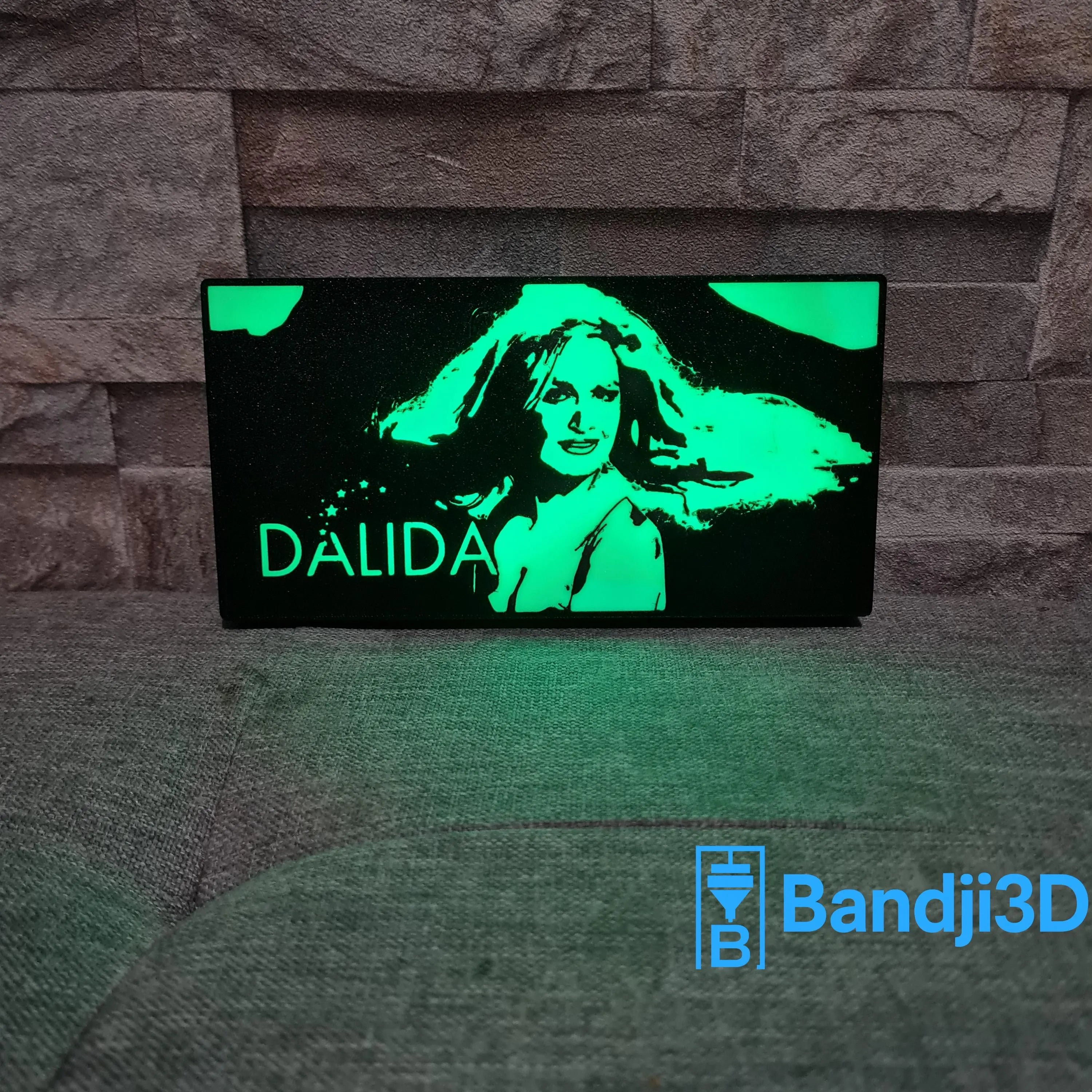 Lampe LED Portrait Dalida – Télécommande & Contrôle Smartphone – Gravure Personnalisée au Dos