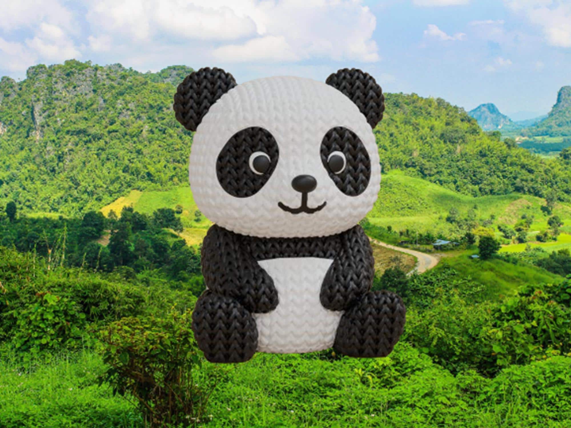 Figurine panda tricot 3D • Figurine artisanale mignonne • Cadeau original • 2 tailles et 14 couleurs