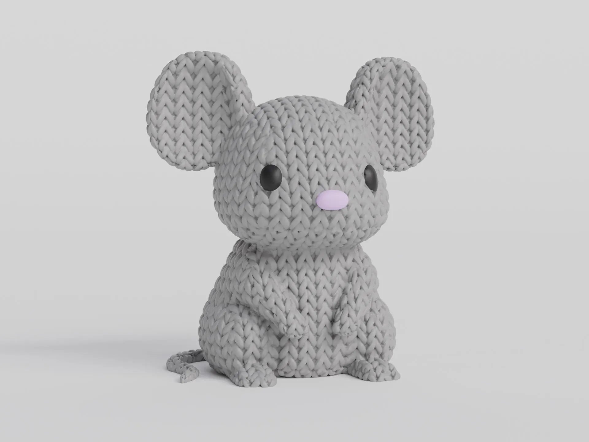 Figurine souris tricot 3D • Sculpture artisanale mignonne • Déco originale • 3 tailles et 14 couleurs
