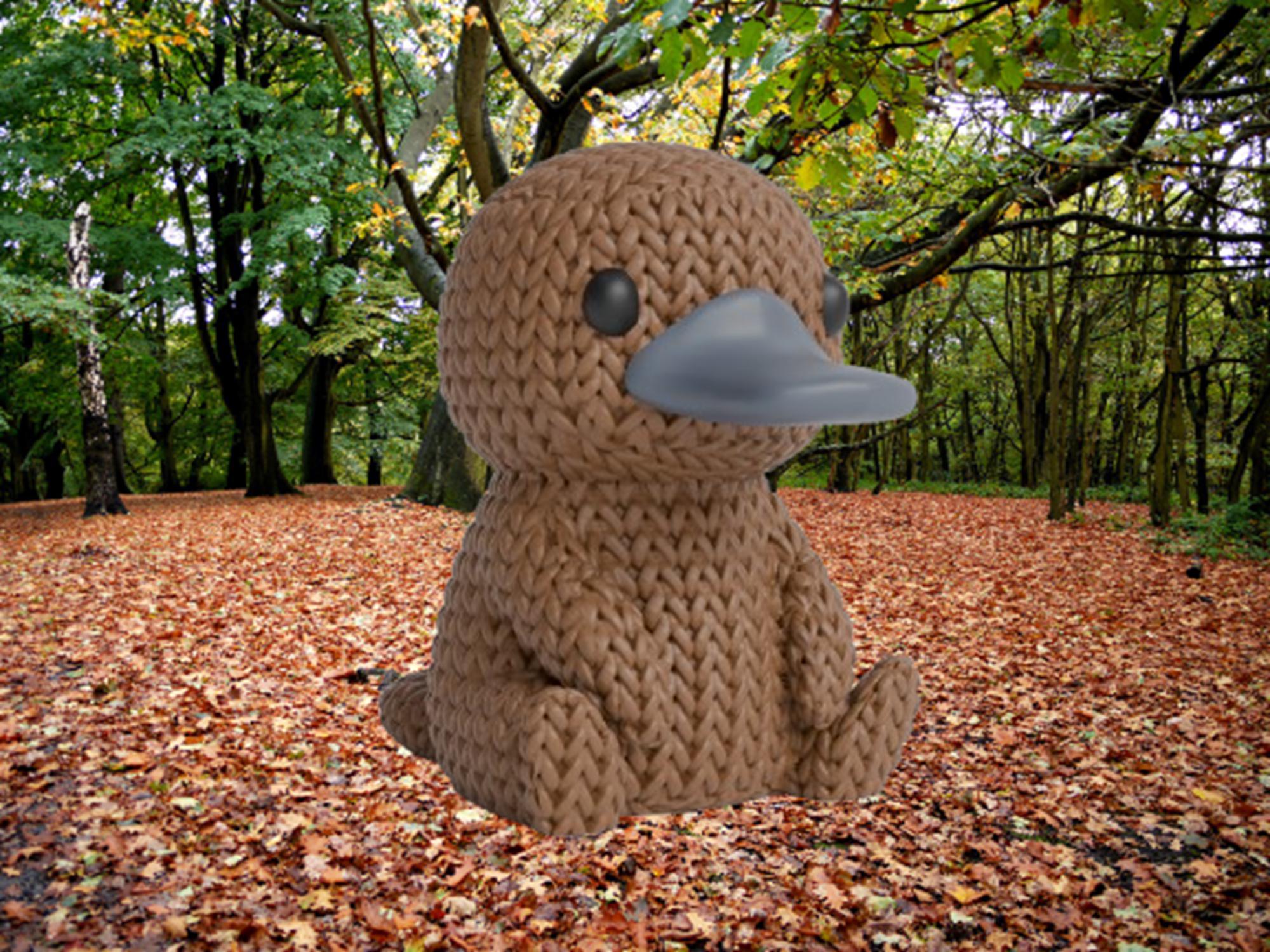 Figurine ornithorynque tricot 3D • Sculpture artisanale rare • Cadeau original • 3 tailles et 14 couleurs