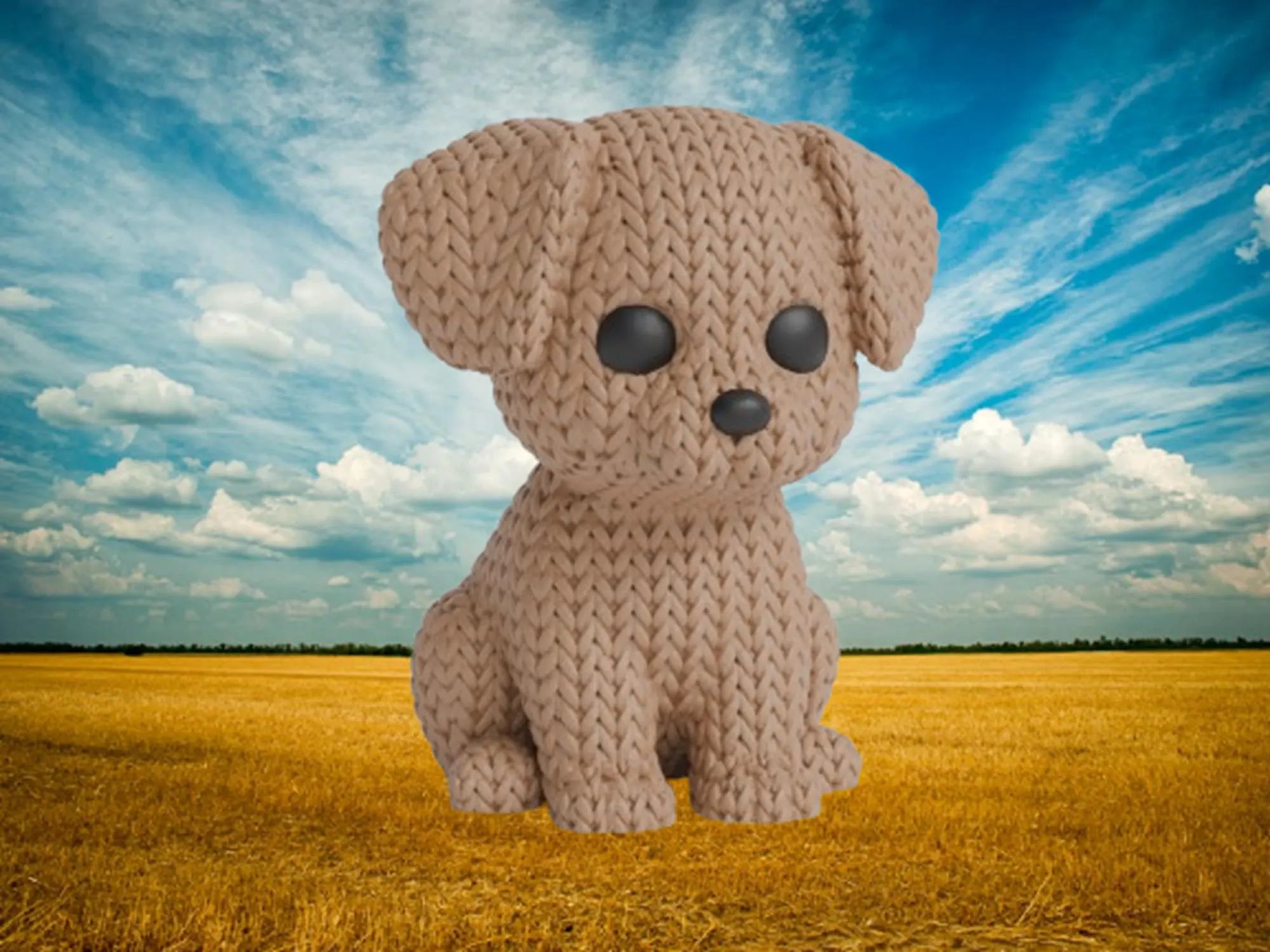 Figurine chien tricot 3D • Sculpture artisanale • Déco mignonne • 3 tailles et 14 couleurs