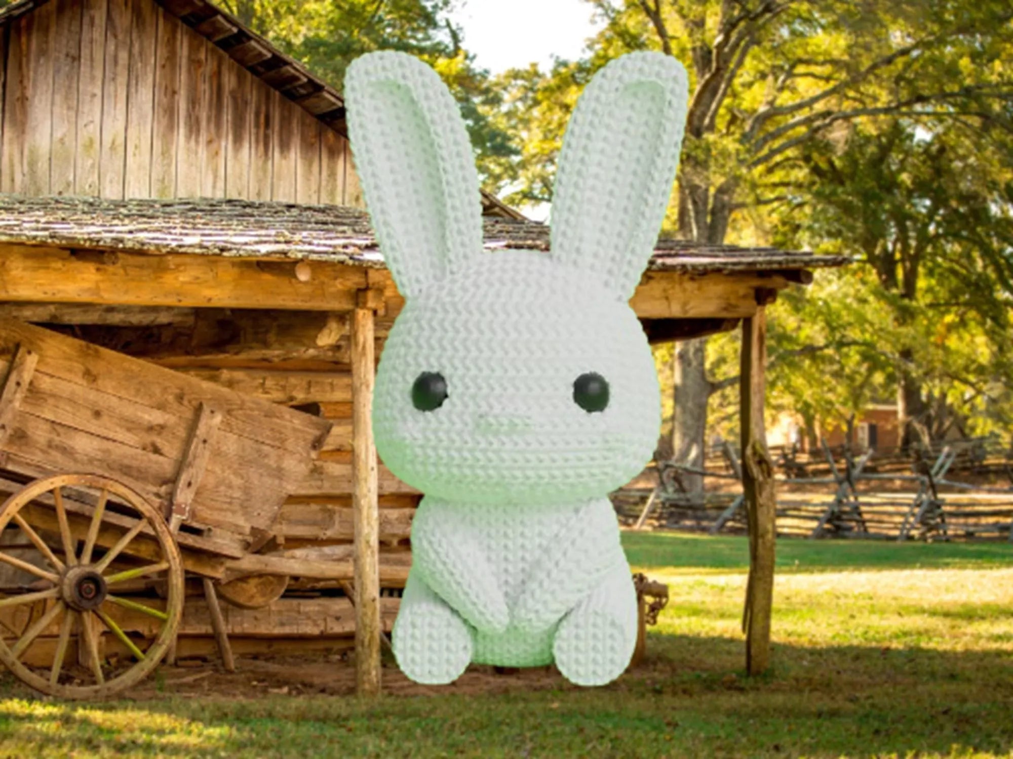 Figurine lapin tricot 3D • Sculpture artisanale • Déco mignonne • 3 tailles et 14 couleurs