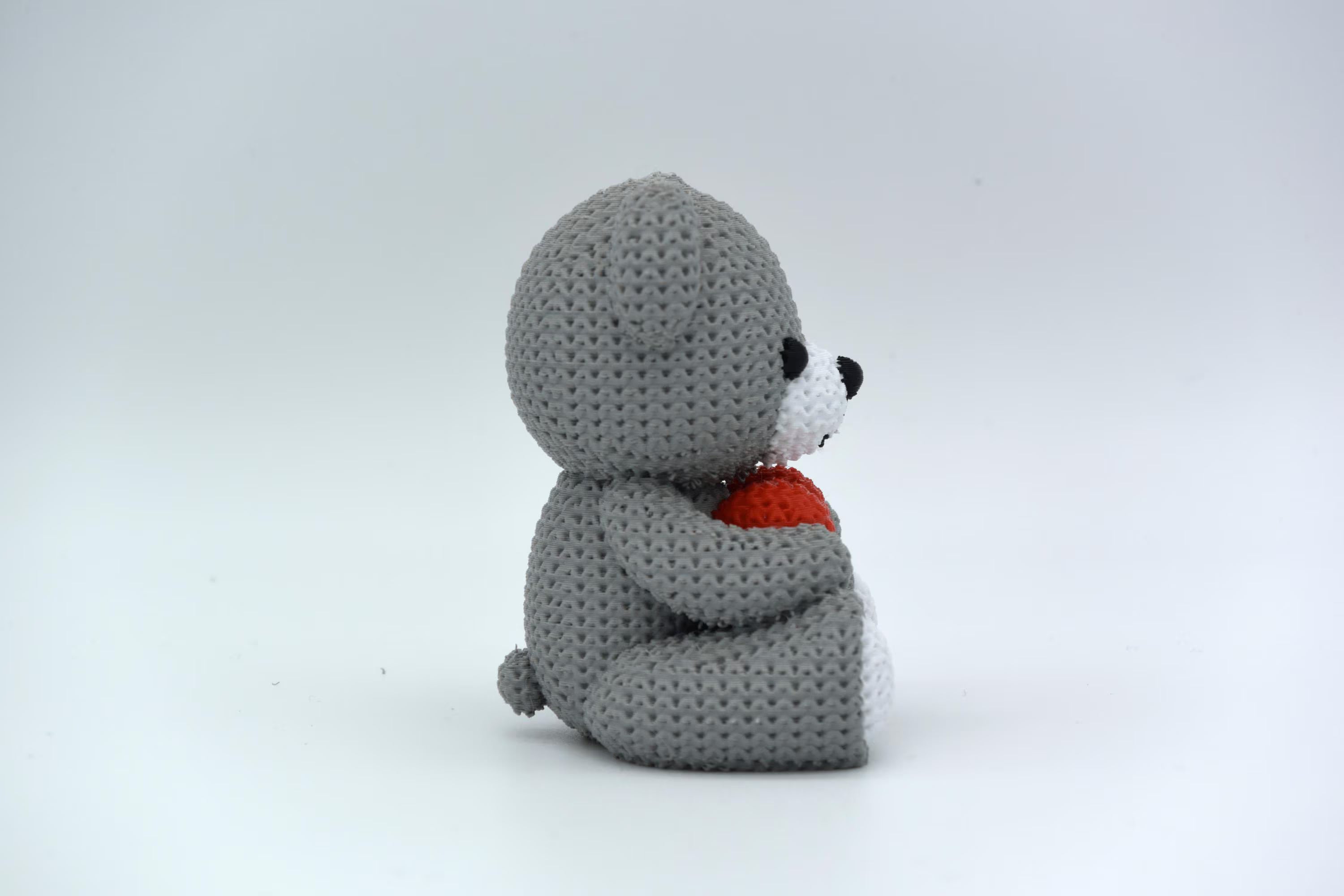 Figurine ourson tricot 3D avec cœur • Sculpture artisanale mignonne • Cadeau romantique • 2 tailles et 14 couleurs