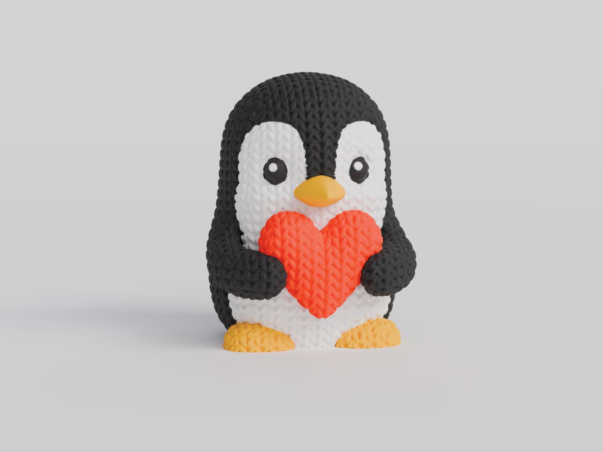 Figurine pingouin tricot 3D • Sculpture artisanale • Déco polaire • 2 tailles et 14 couleurs