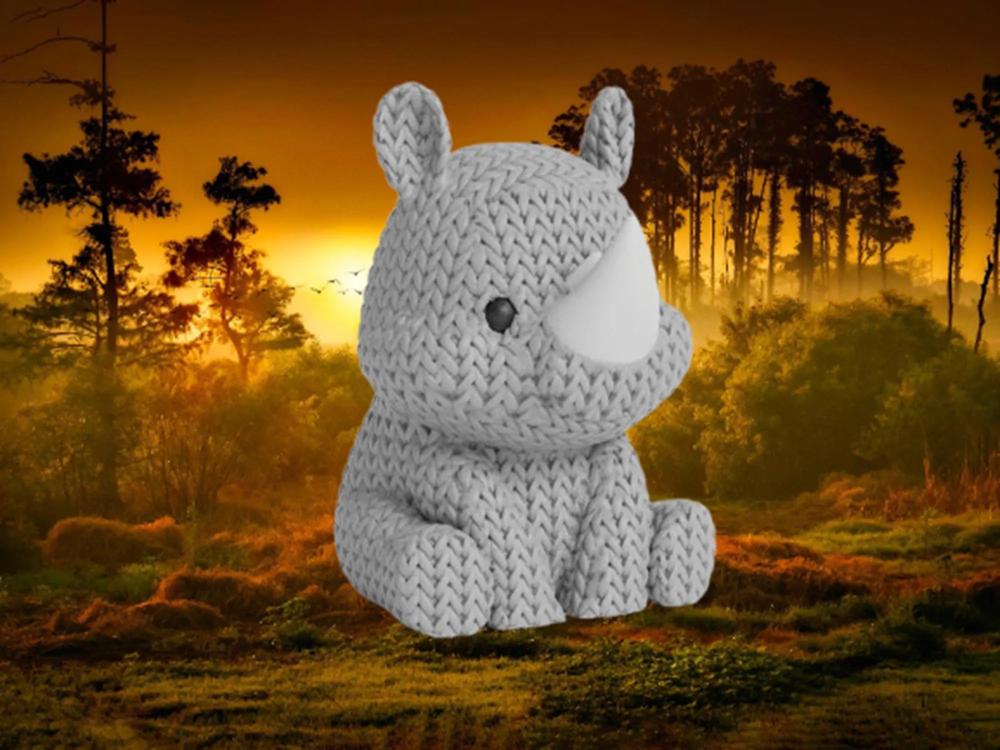 Figurine rhinocéros tricot 3D • Sculpture artisanale exotique • Déco originale • 3 tailles et 14 couleurs