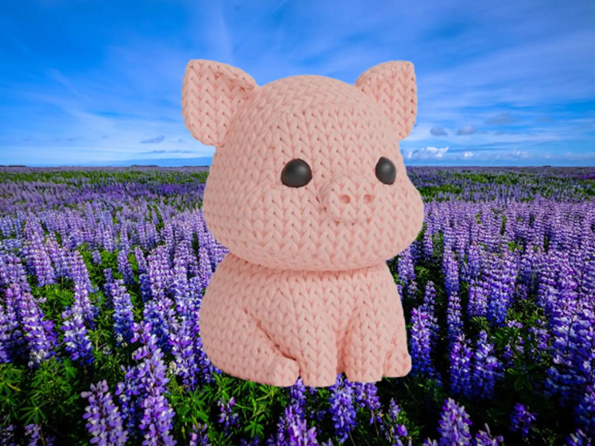 Figurine cochon tricot 3D • Sculpture artisanale mignonne • Déco rustique • 3 tailles et 14 couleurs