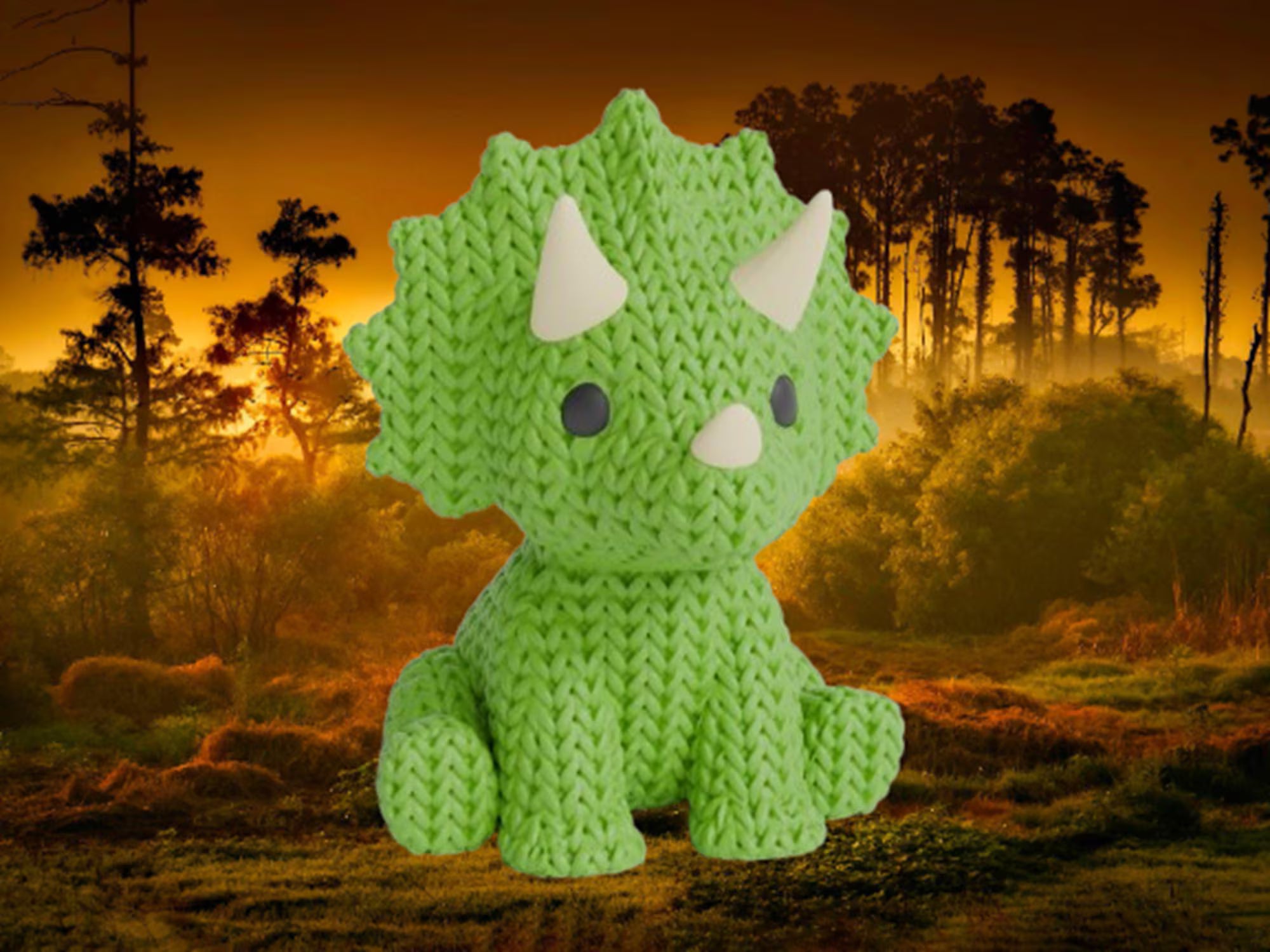Figurine triceratops tricot 3D • Sculpture artisanale dinosaure • Déco originale • 3 tailles et 14 couleurs