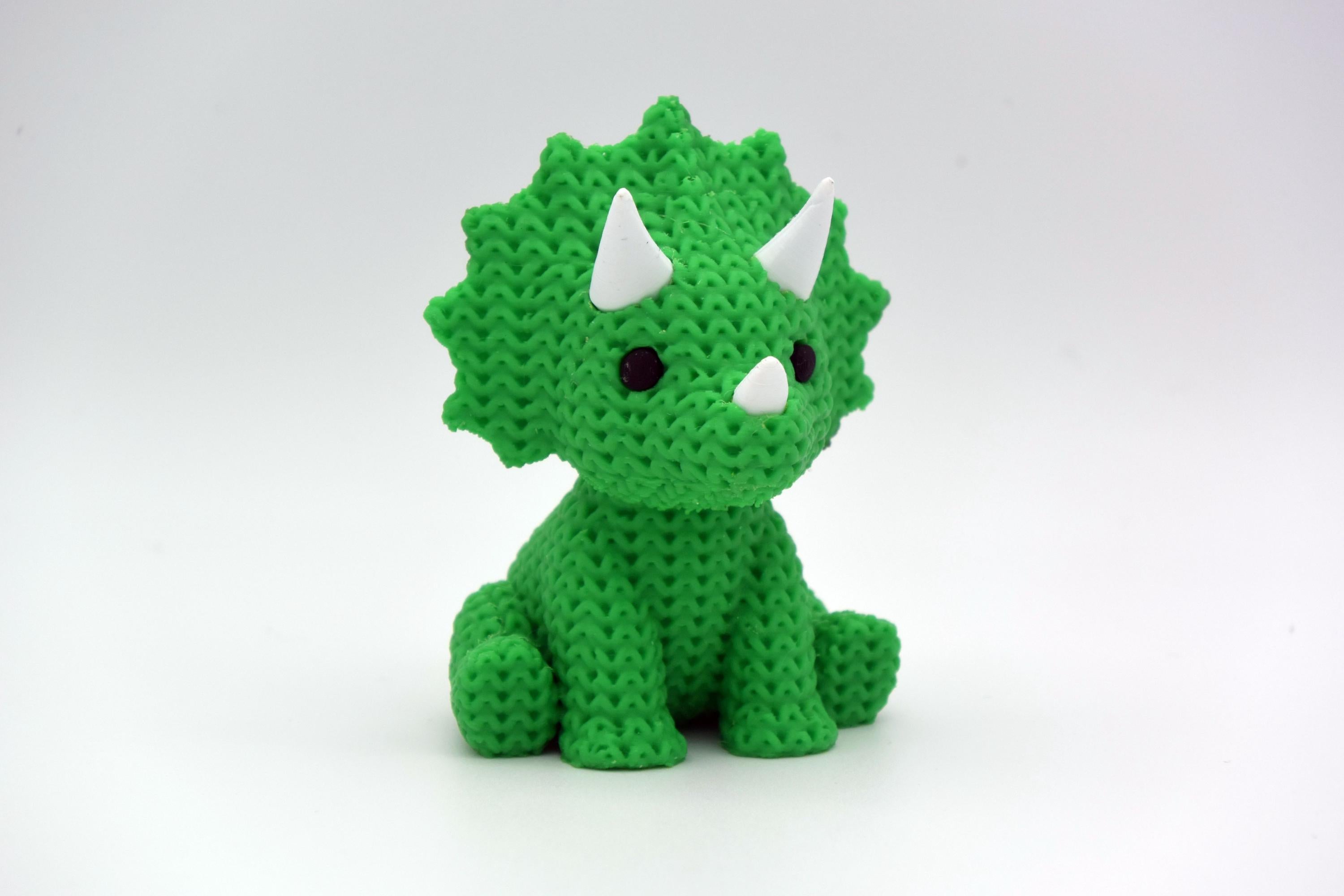 Figurine triceratops tricot 3D • Sculpture artisanale dinosaure • Déco originale • 3 tailles et 14 couleurs
