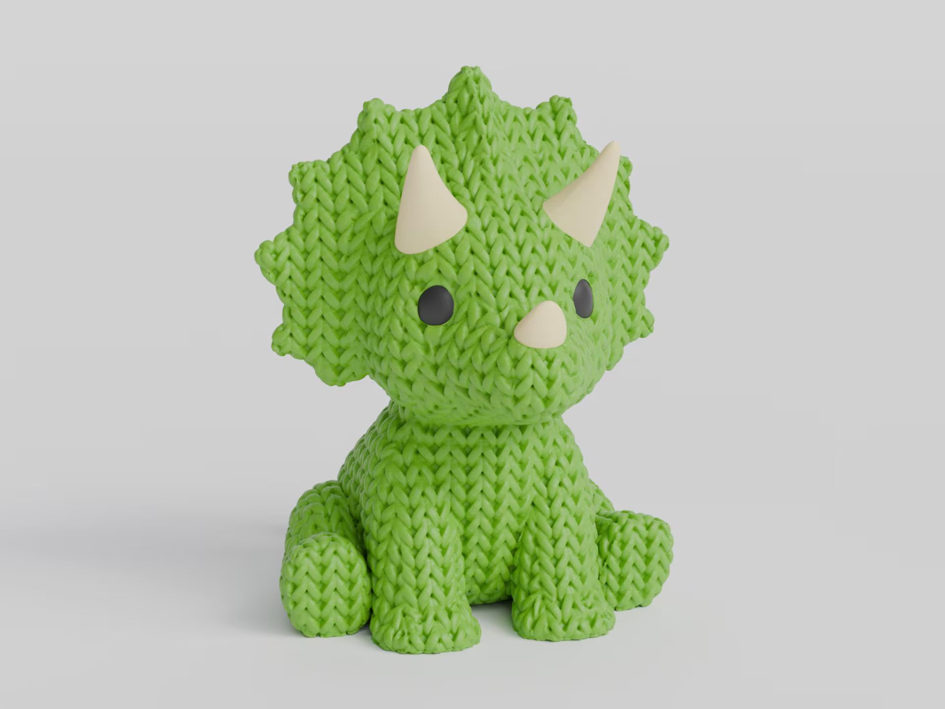 Figurine triceratops tricot 3D • Sculpture artisanale dinosaure • Déco originale • 3 tailles et 14 couleurs