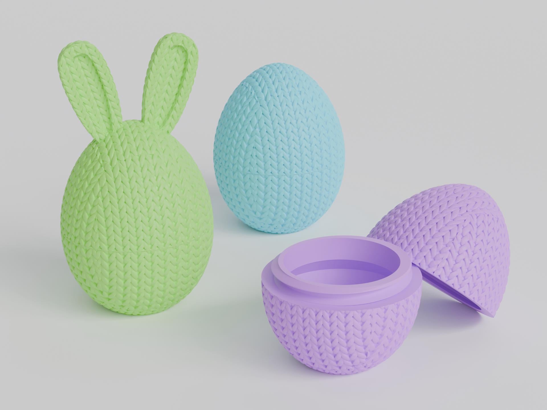 Conteneur œuf de Pâques tricot 3D • Boîte artisanale déco festive • 3 tailles et 14 couleurs