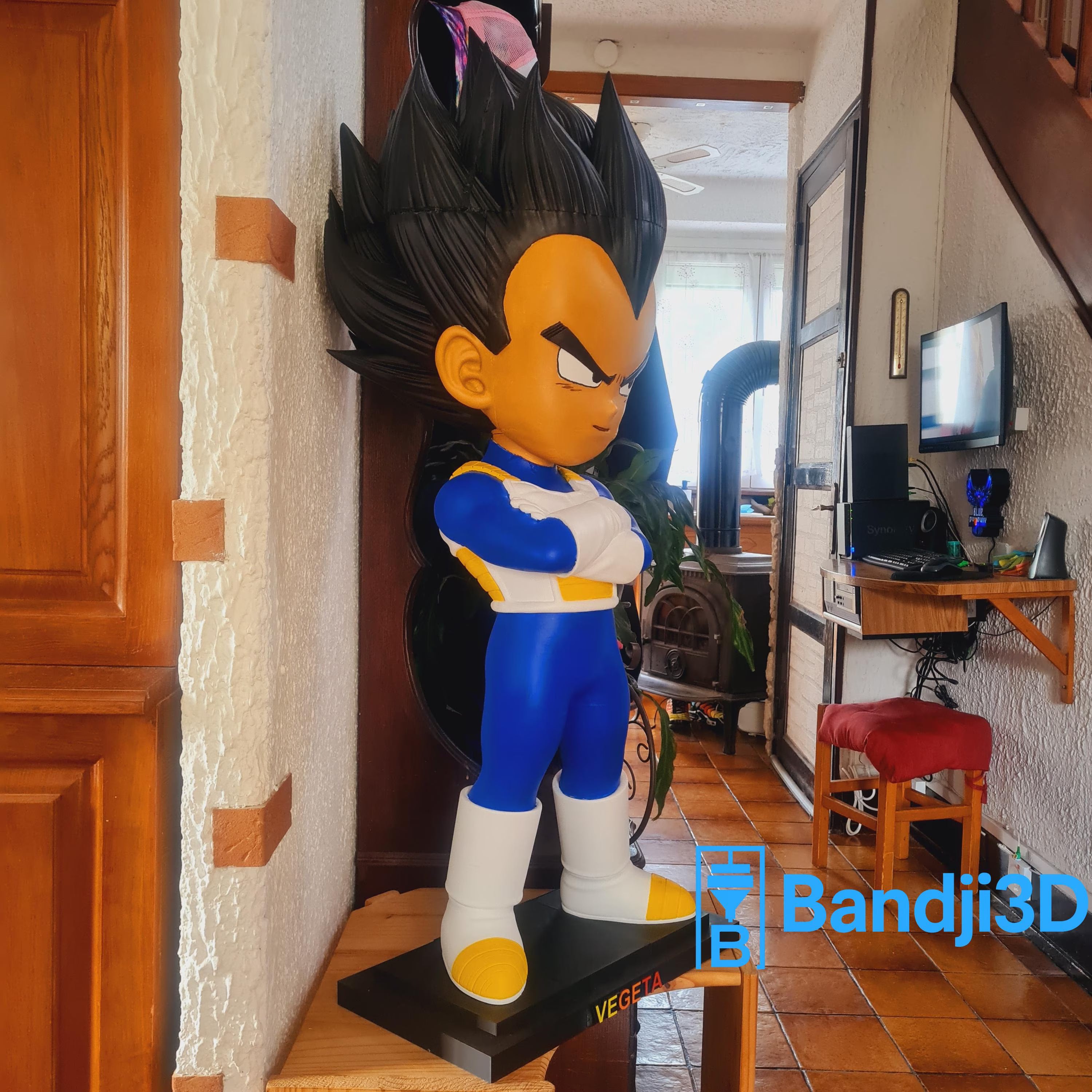 Statue inspirée de l’univers Vegeta 1m10 – Figurine géante style Dragon Ball – Décoration Anime – Impression 3D artisanale – Personnalisable