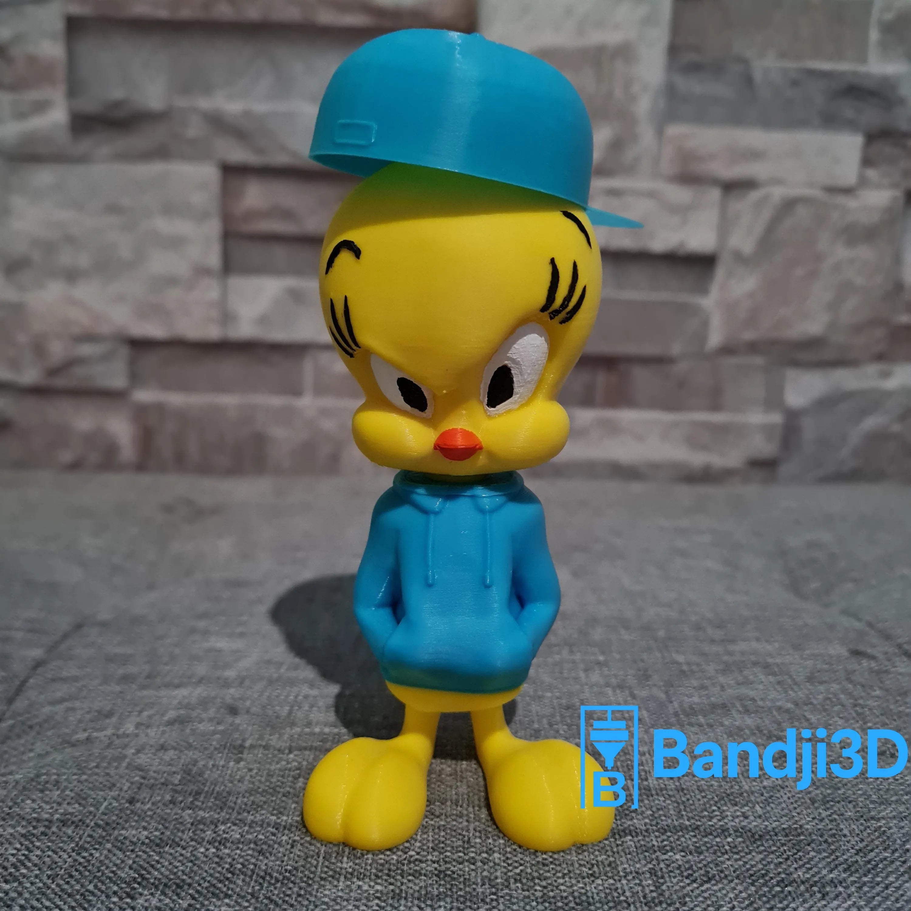 Figurine inspirée de l’univers Titi Streetwear – Figurine imprimée en 3D, Tweety déco geek et pop culture (13 cm / 24 cm