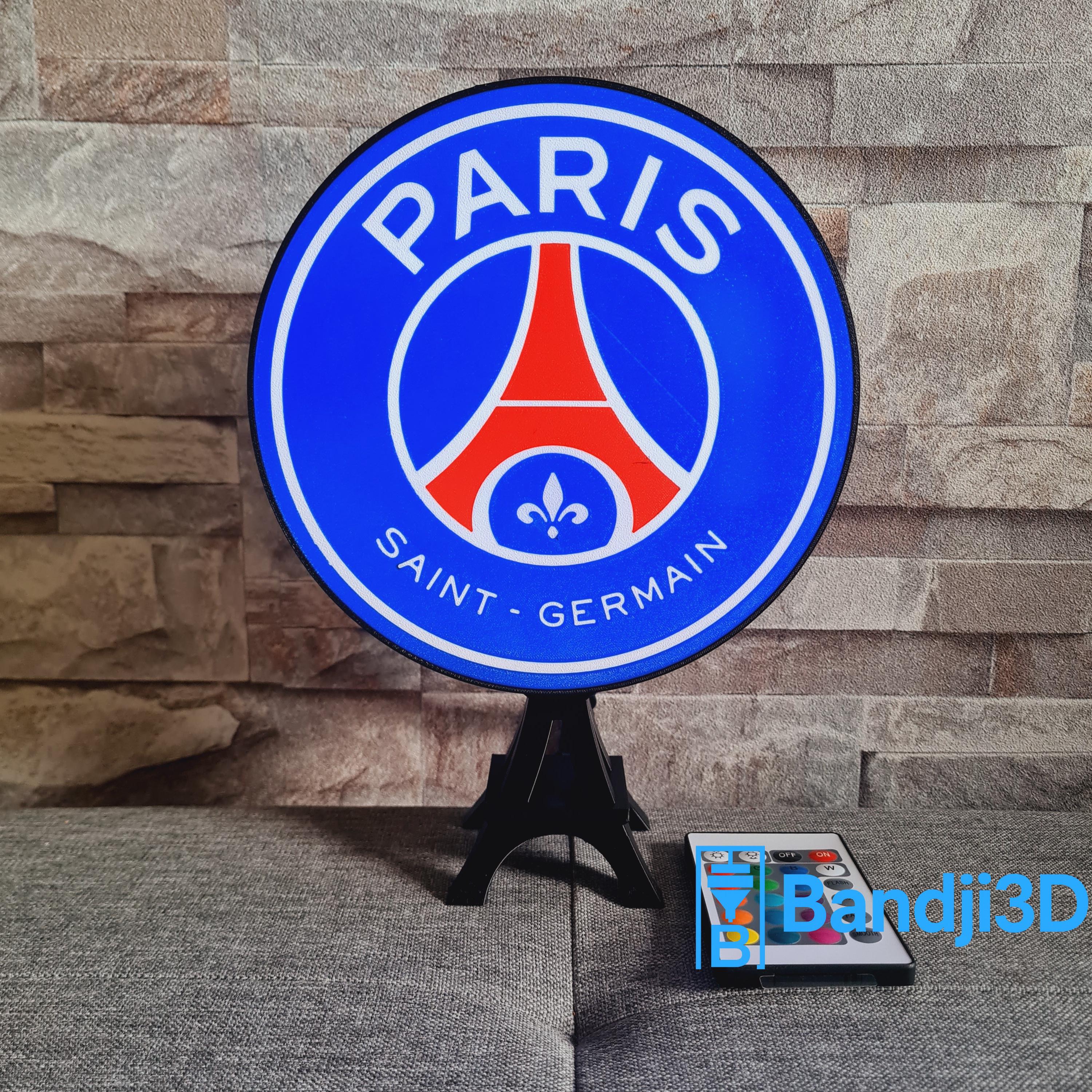 Logo lumineux LED personnalisable PSG – Télécommande & Application smartphone – Déco gaming room, bureau, bar ou cadeau unique