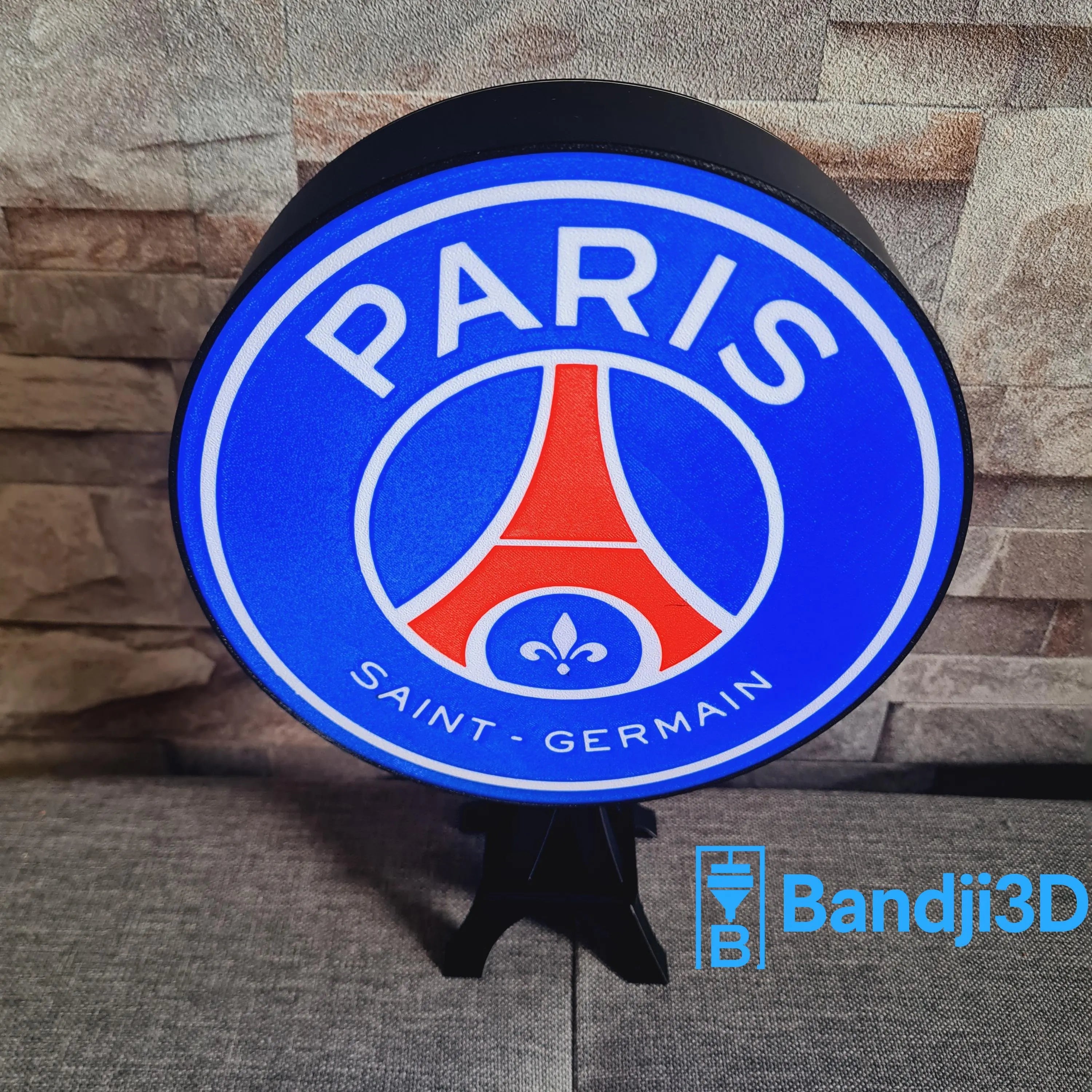 Logo lumineux LED personnalisable PSG – Télécommande & Application smartphone – Déco gaming room, bureau, bar ou cadeau unique