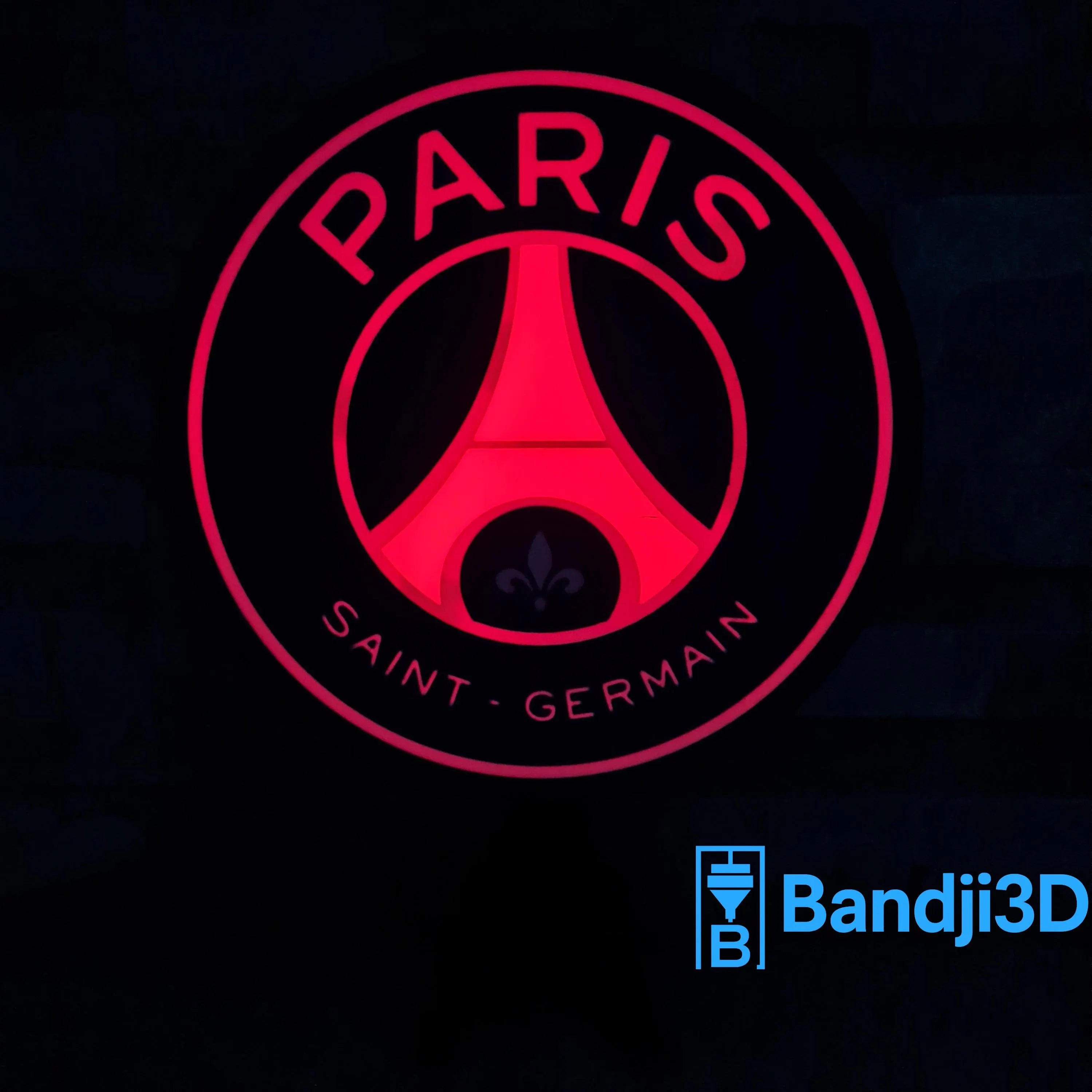 Logo lumineux LED personnalisable PSG – Télécommande & Application smartphone – Déco gaming room, bureau, bar ou cadeau unique