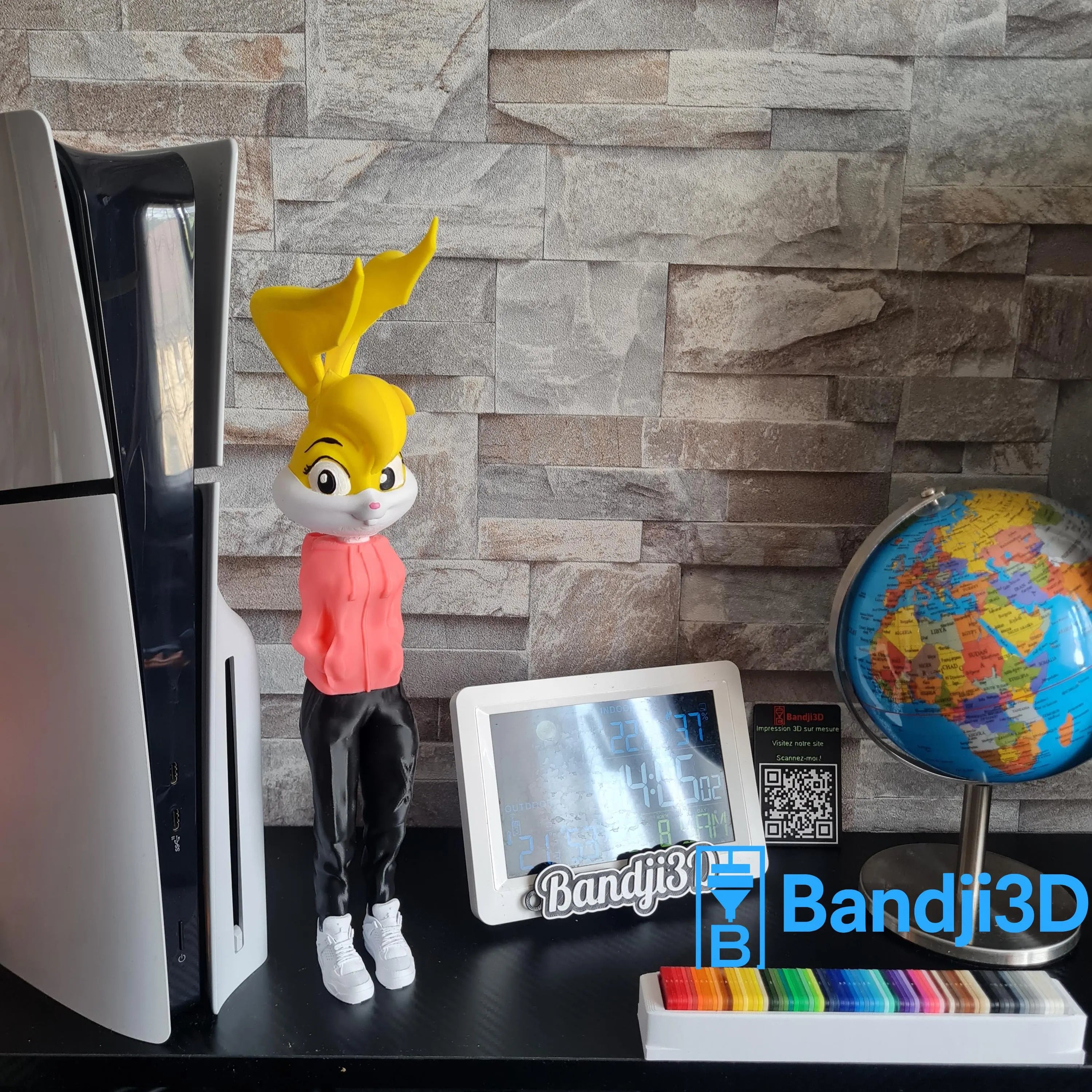 Figurine inspirée de l’univers Lola Bunny Streetwear personnalisable – Figurine Pop Culture imprimée 3D – Déco cartoon artisanale – Cadeau