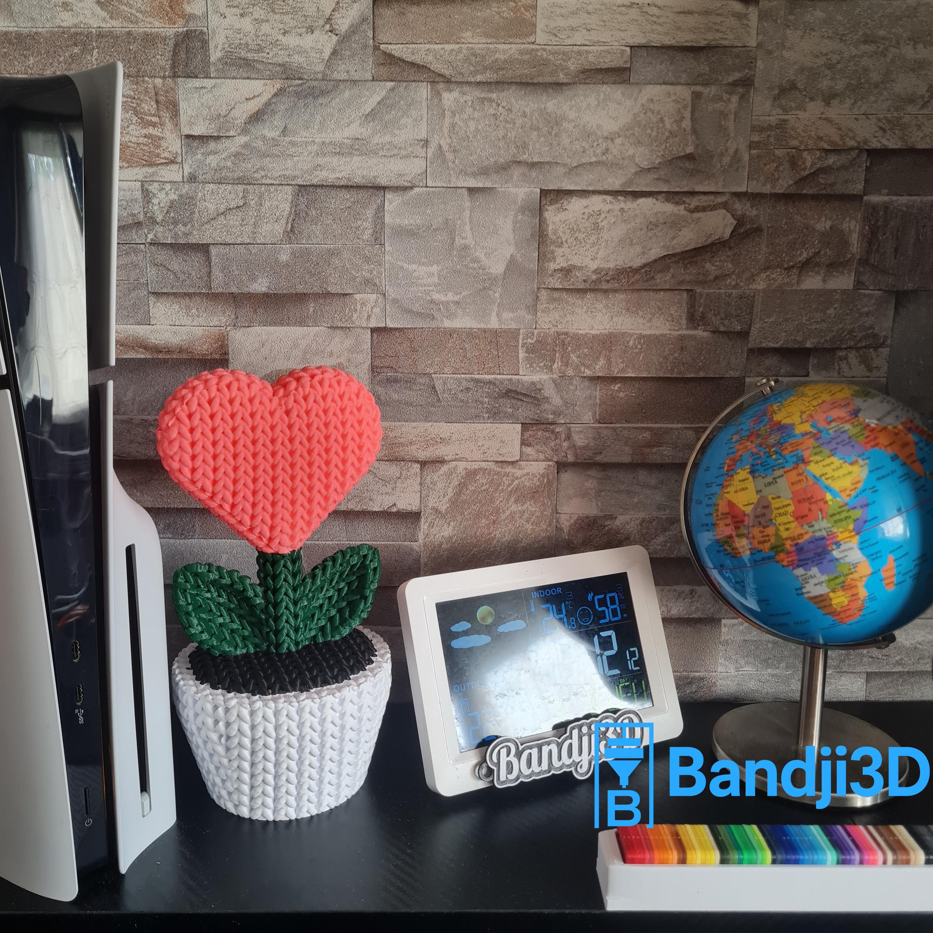 Plante cœur tricotée 3D – Objet déco mignon fait main – Cadeau original en impression 3D