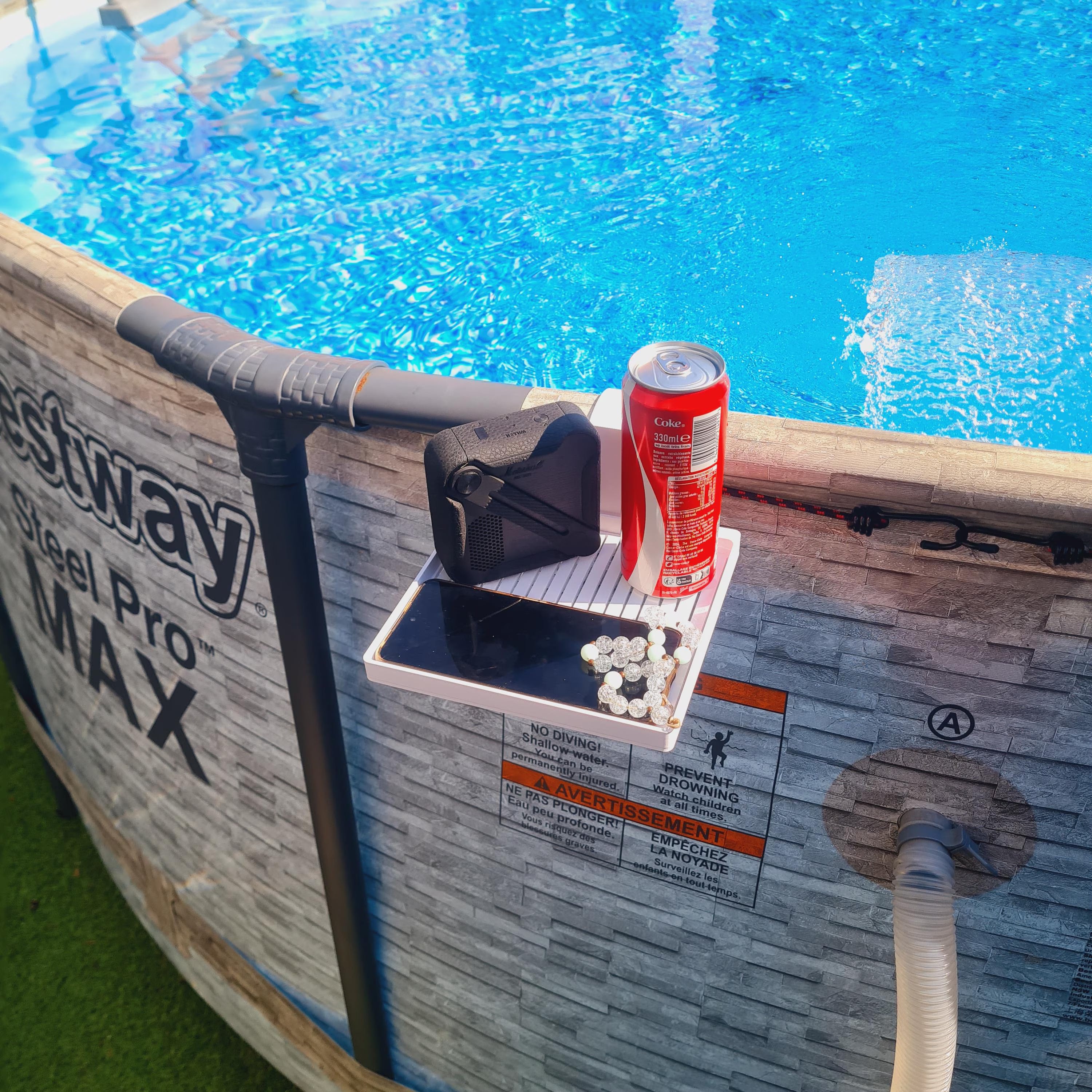 Support piscine pour boisson et smartphone – Plateau flottant compatible Intex & Bestway – Accessoire été