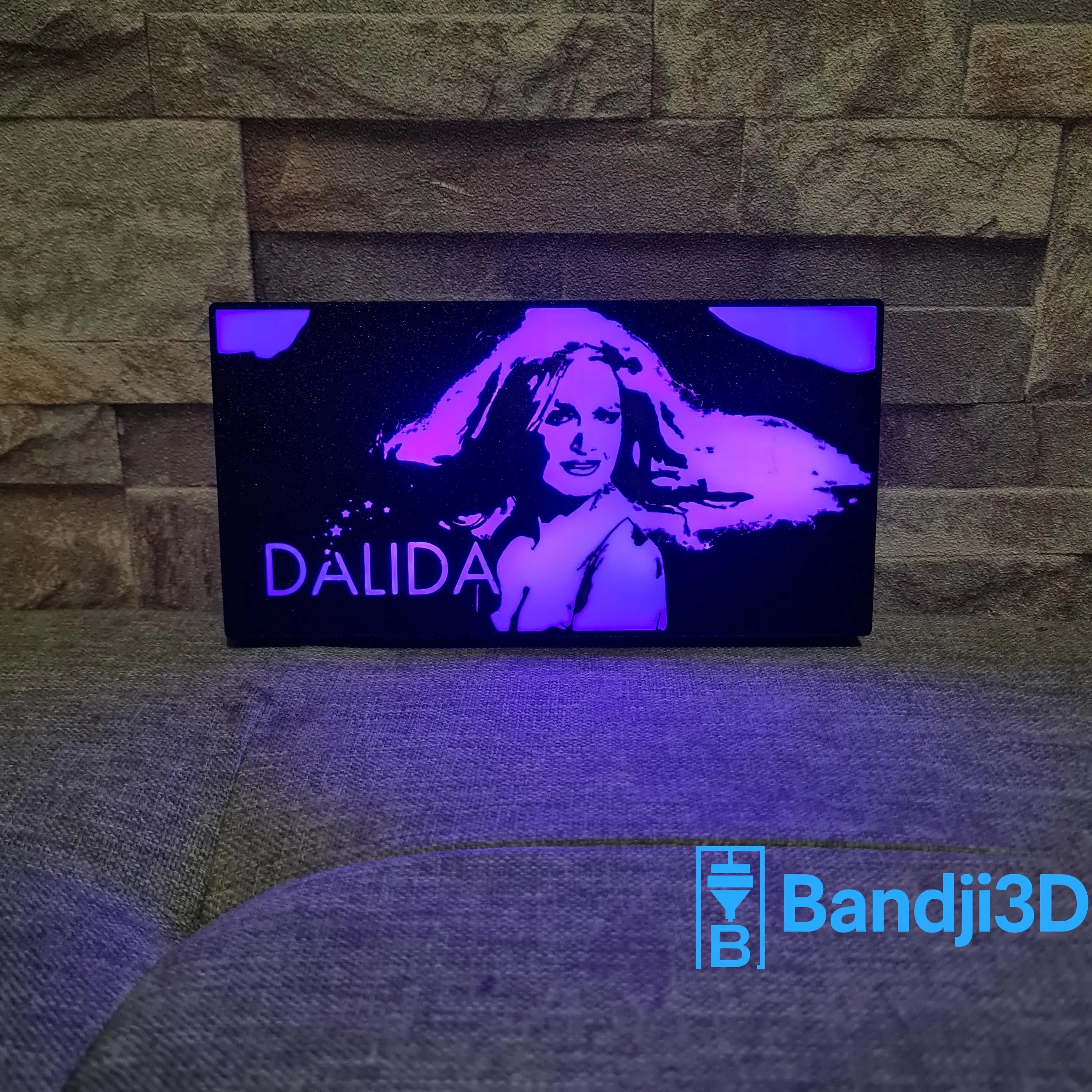 Lampe LED Portrait Dalida – Télécommande & Contrôle Smartphone – Gravure Personnalisée au Dos