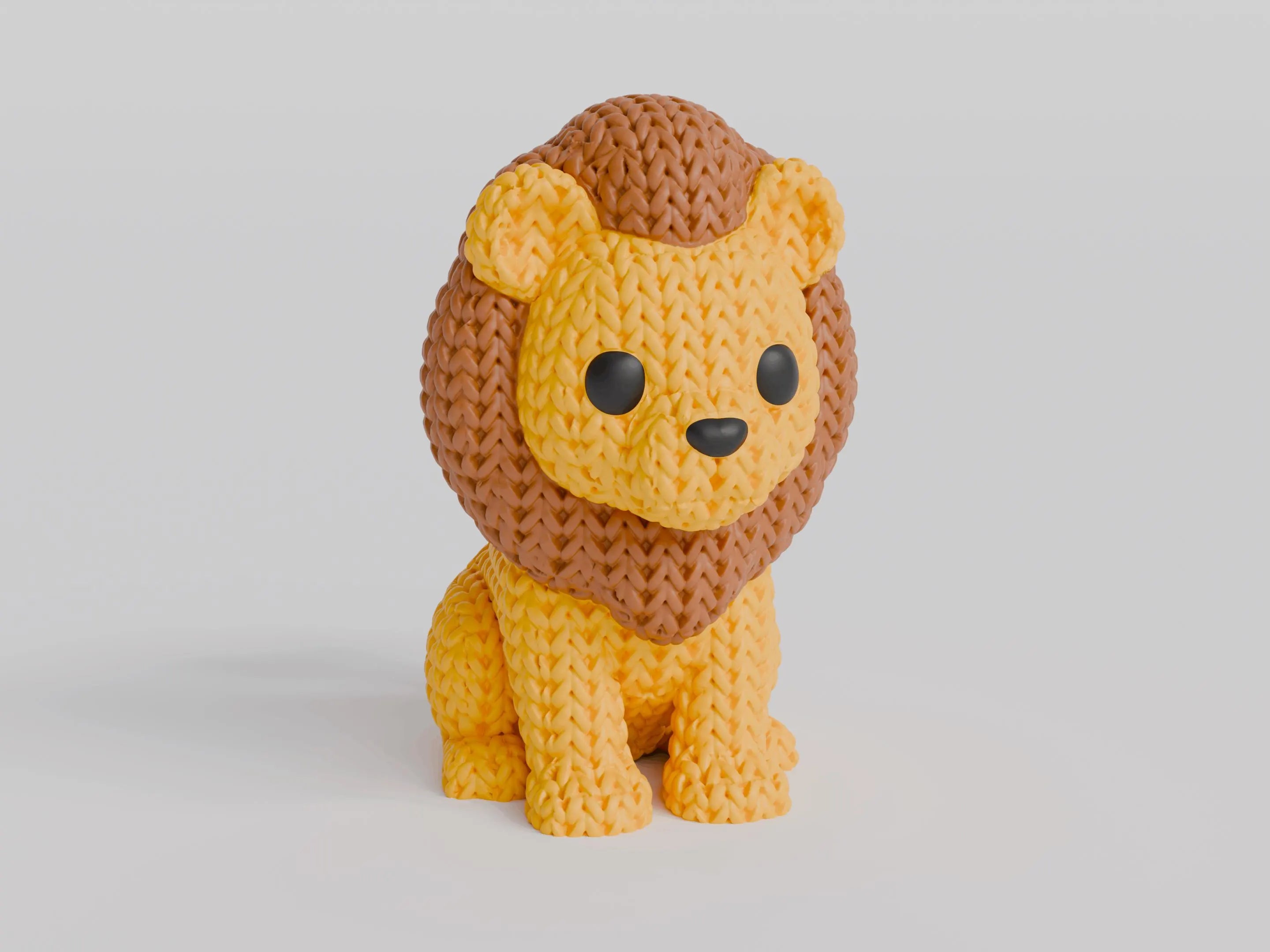 Figurine lion tricot 3D • Sculpture déco artisanale • Cadeau original • 2 tailles et 14 couleurs