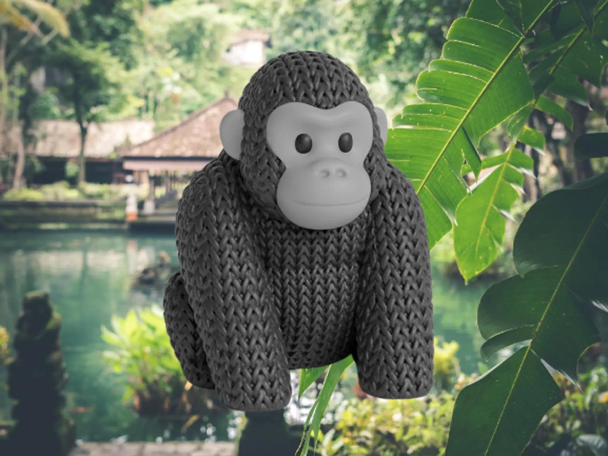 Figurine gorille tricot 3D • Statue déco moderne • Cadeau original • 3 tailles et 14 couleurs