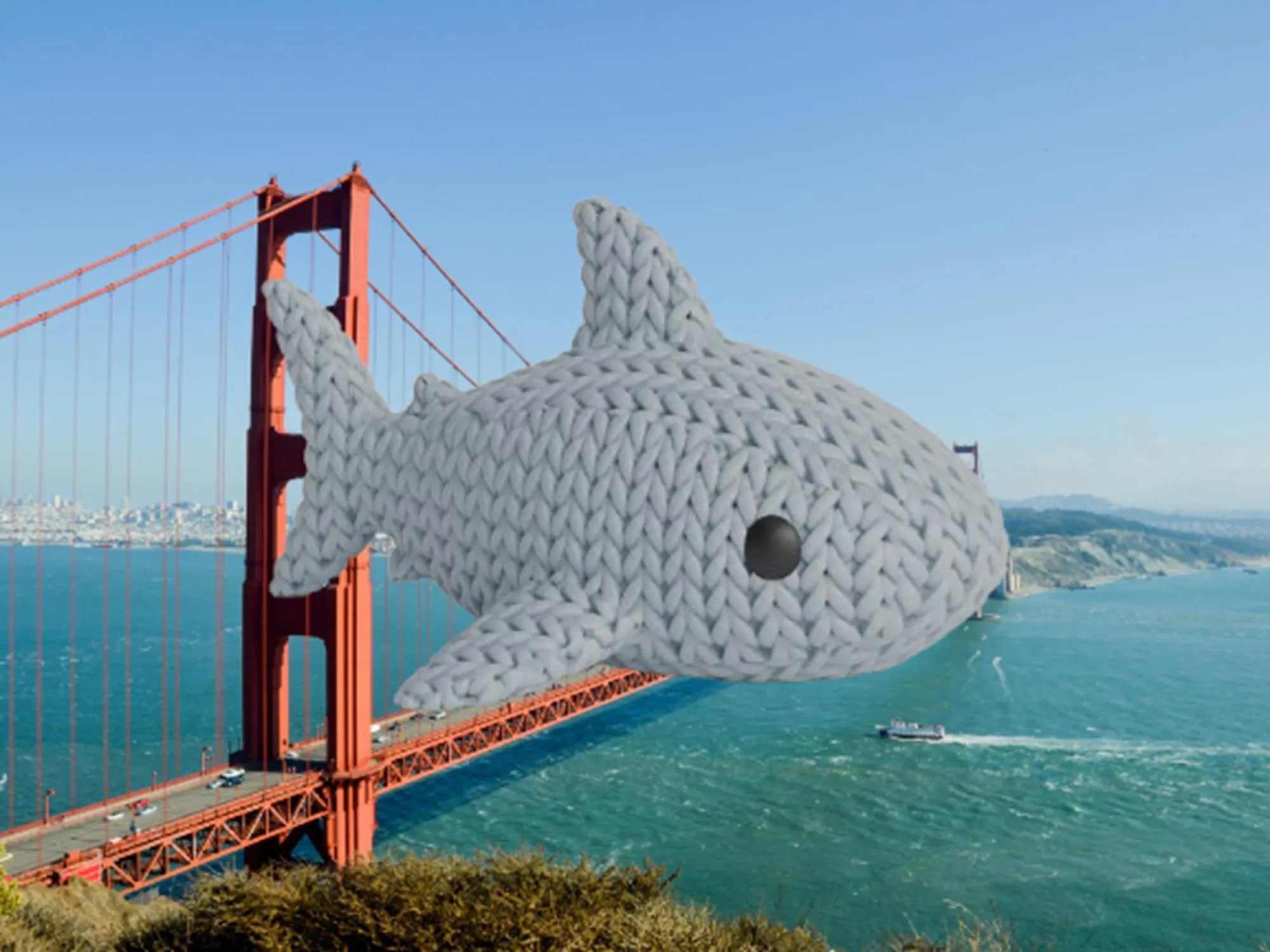 Figurine requin tricot 3D • Sculpture marine artisanale • Cadeau original • 3 tailles et 14 couleurs