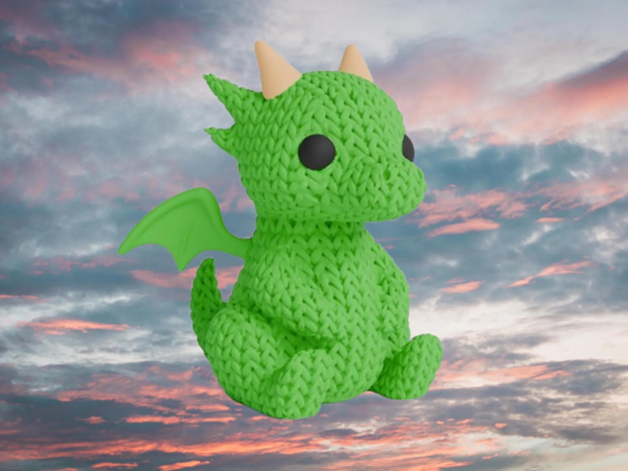 Figurine dragon tricot 3D • Sculpture fantastique artisanale • Cadeau original • 3 tailles et 14 couleurs