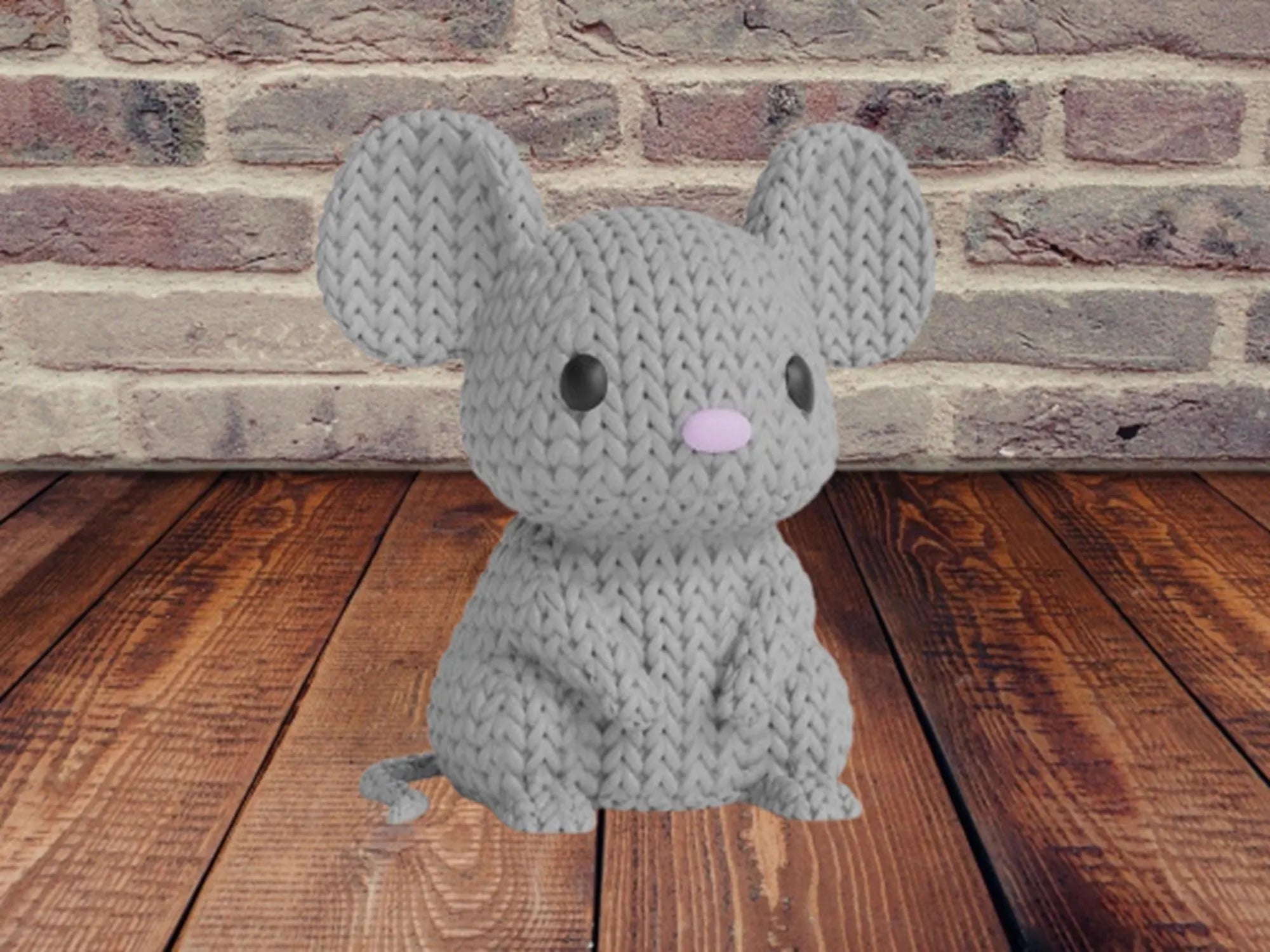 Figurine souris tricot 3D • Sculpture artisanale mignonne • Déco originale • 3 tailles et 14 couleurs