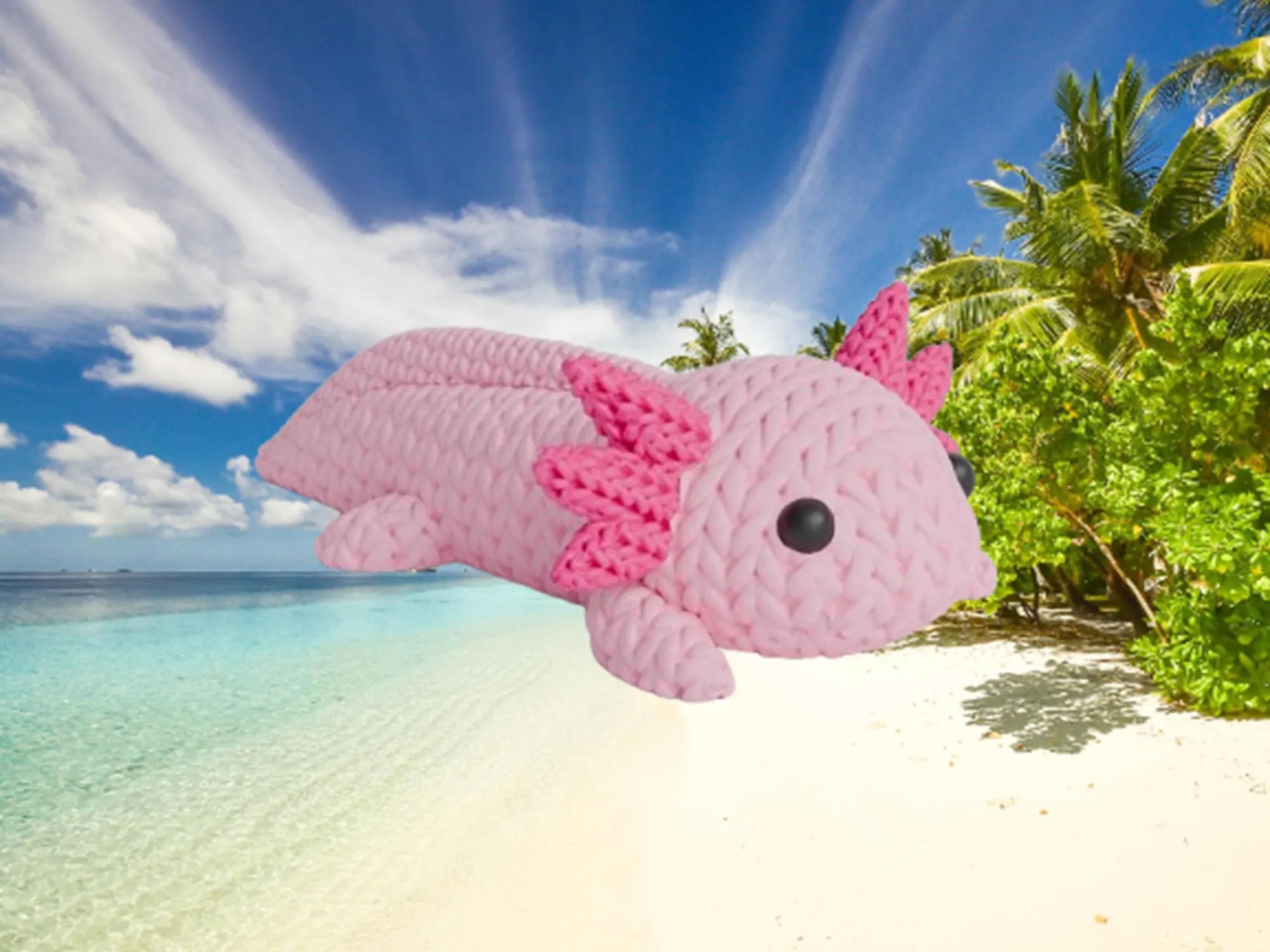Figurine axolotl tricot 3D • Figurine artisanale mignonne • Cadeau original • 3 tailles et 14 couleurs