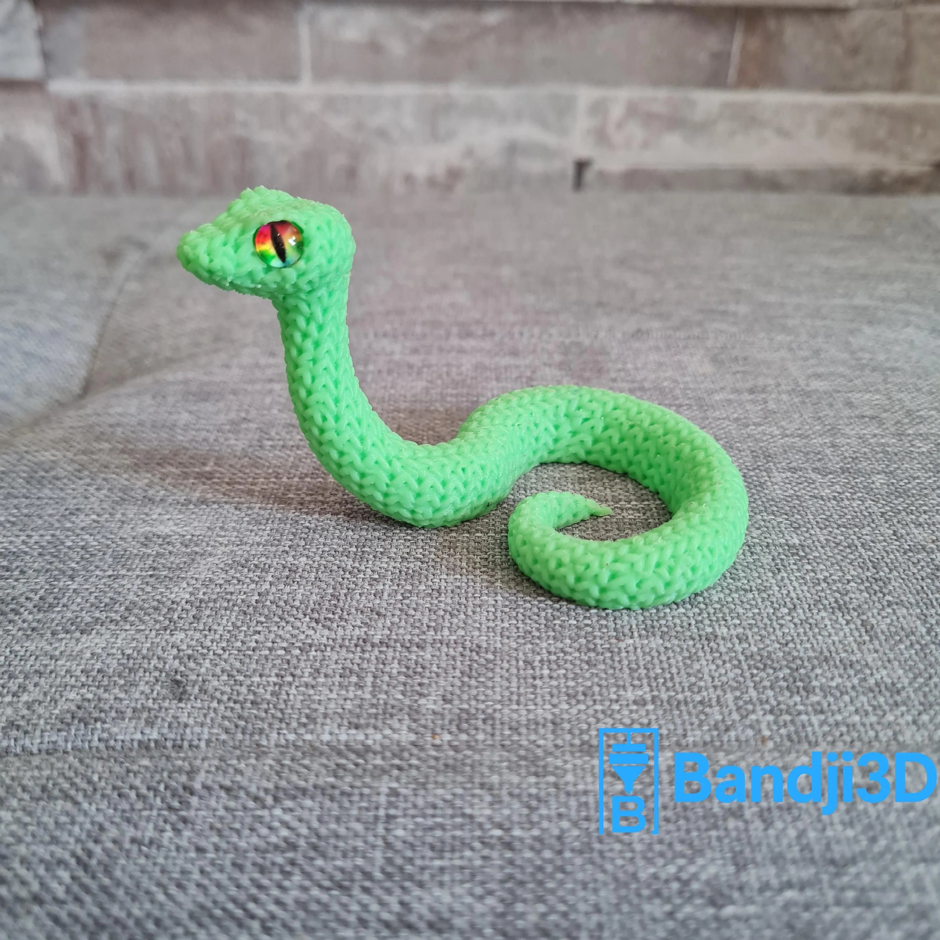 Figurine serpent tricot 3D • Sculpture artisanale • Déco exotique • 3 tailles et 14 couleurs