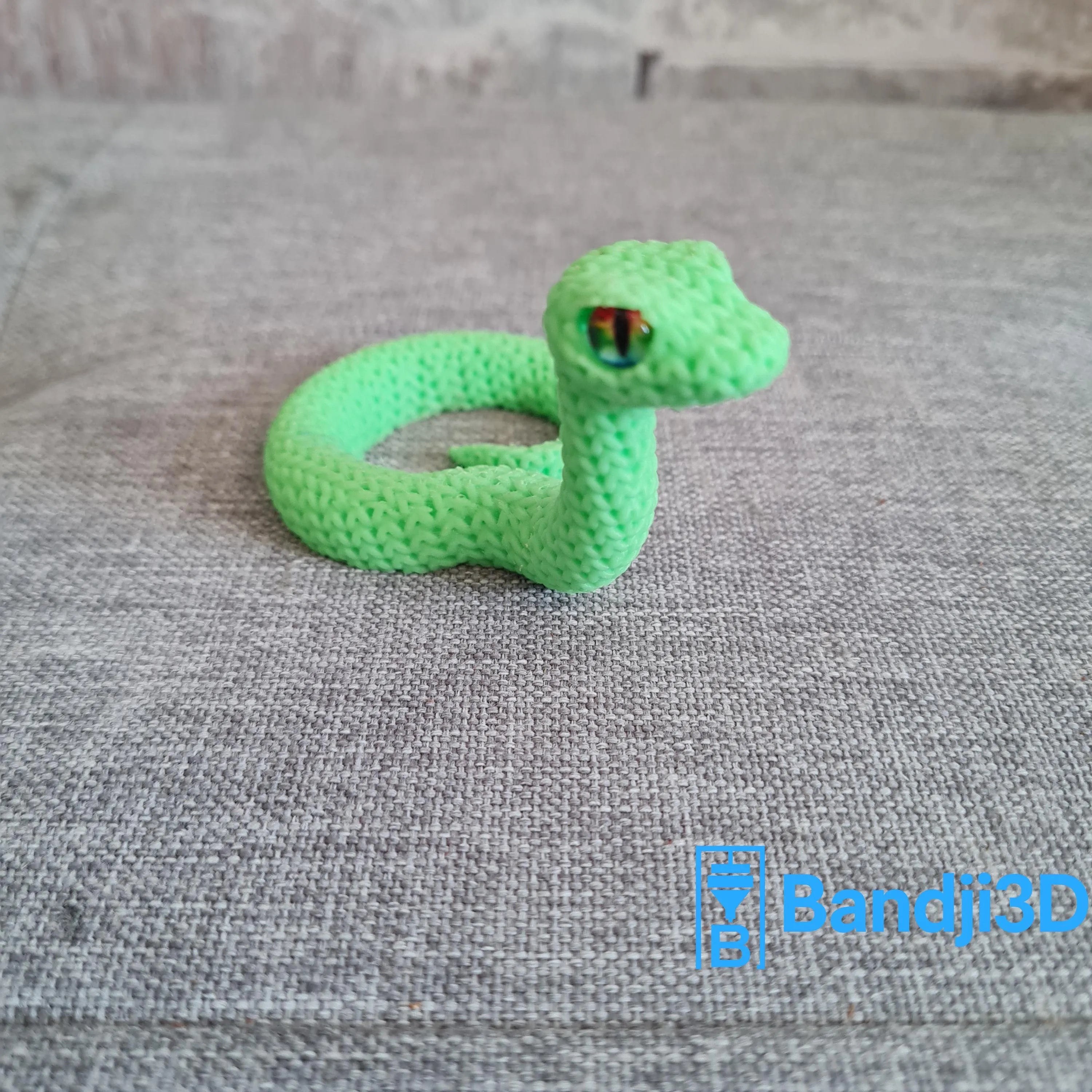 Figurine serpent tricot 3D • Sculpture artisanale • Déco exotique • 3 tailles et 14 couleurs