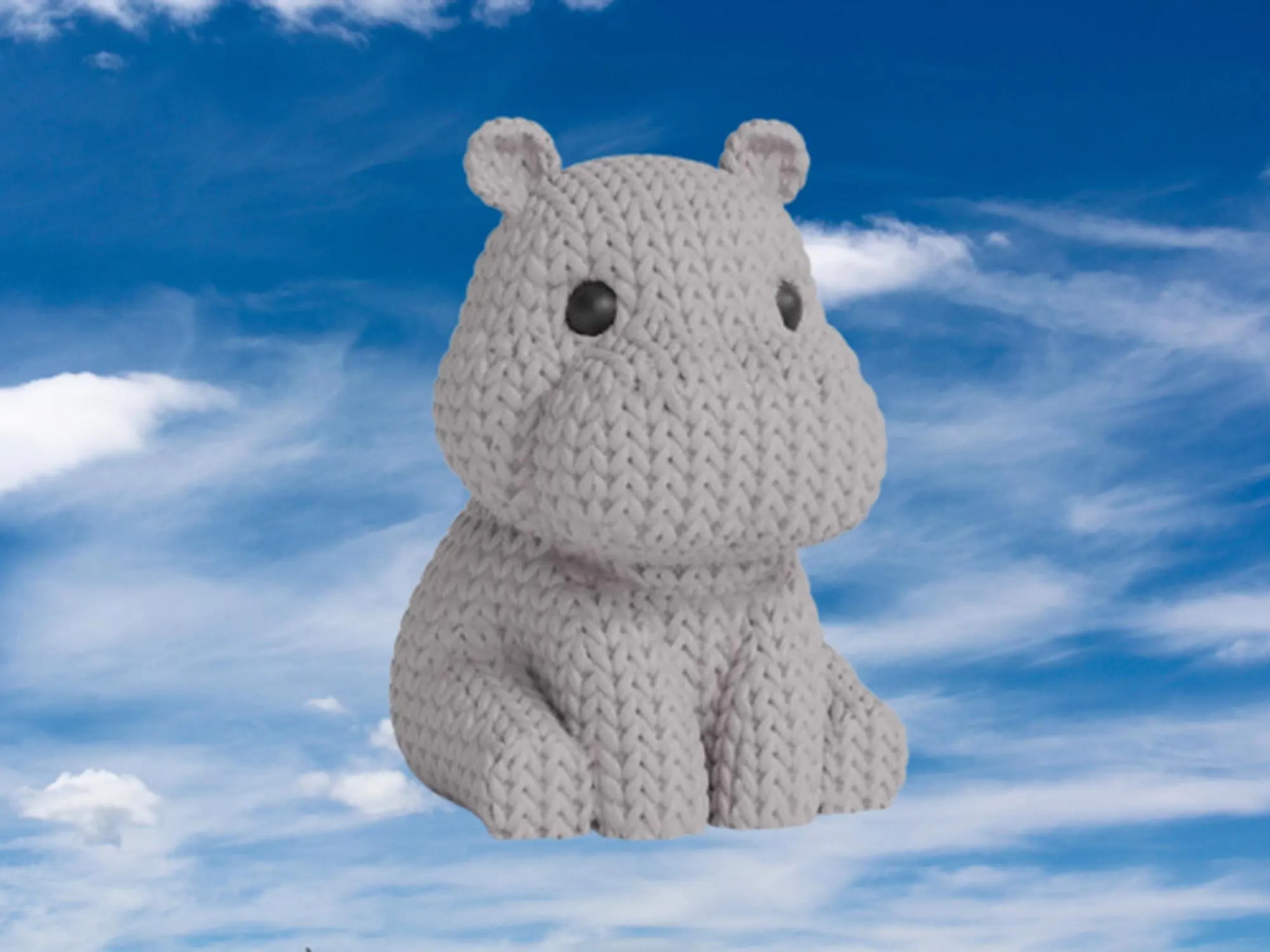 Figurine hippopotame tricot 3D • Sculpture artisanale mignonne • Déco originale • 3 tailles et 14 couleurs