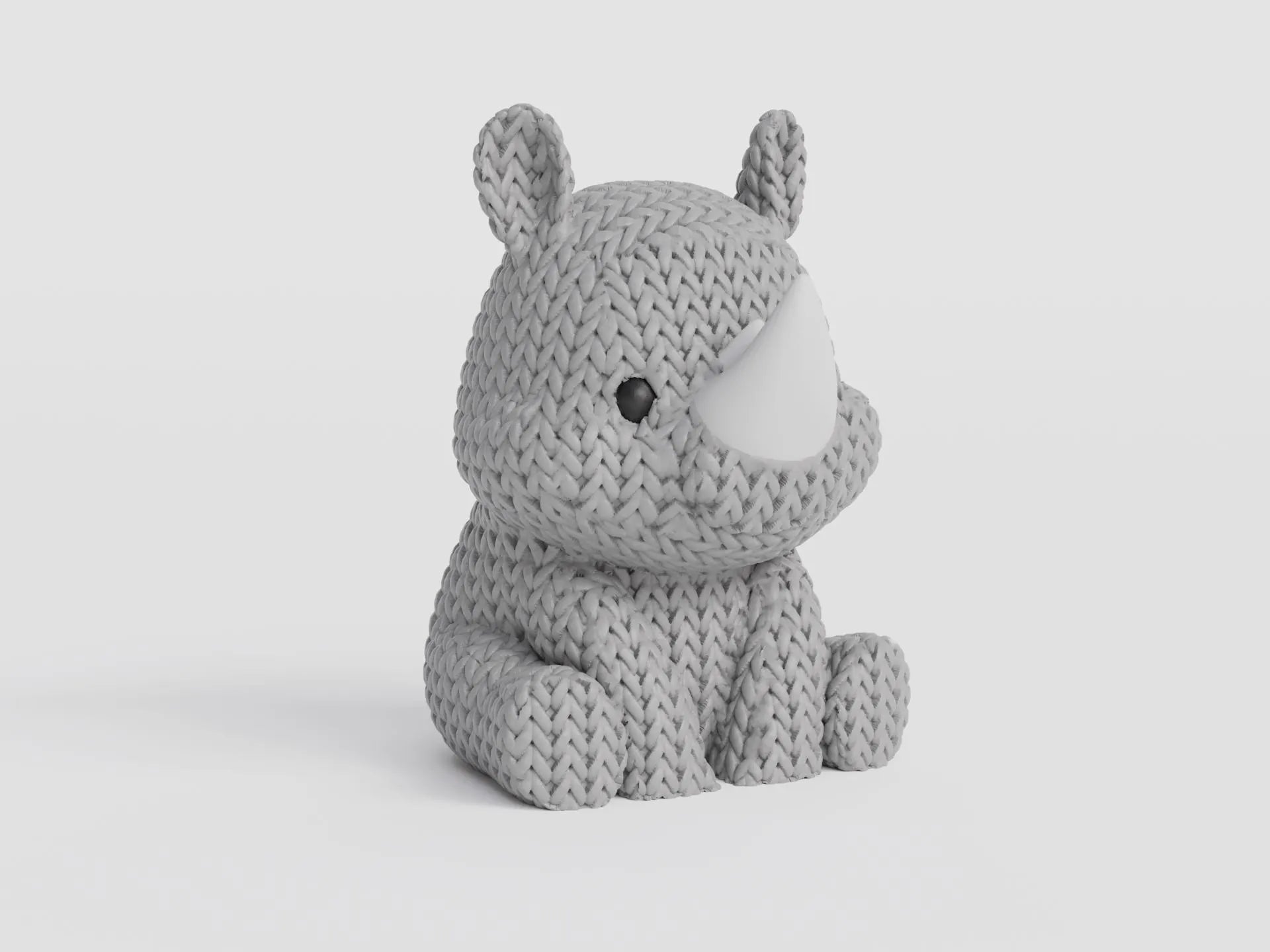 Figurine rhinocéros tricot 3D • Sculpture artisanale exotique • Déco originale • 3 tailles et 14 couleurs