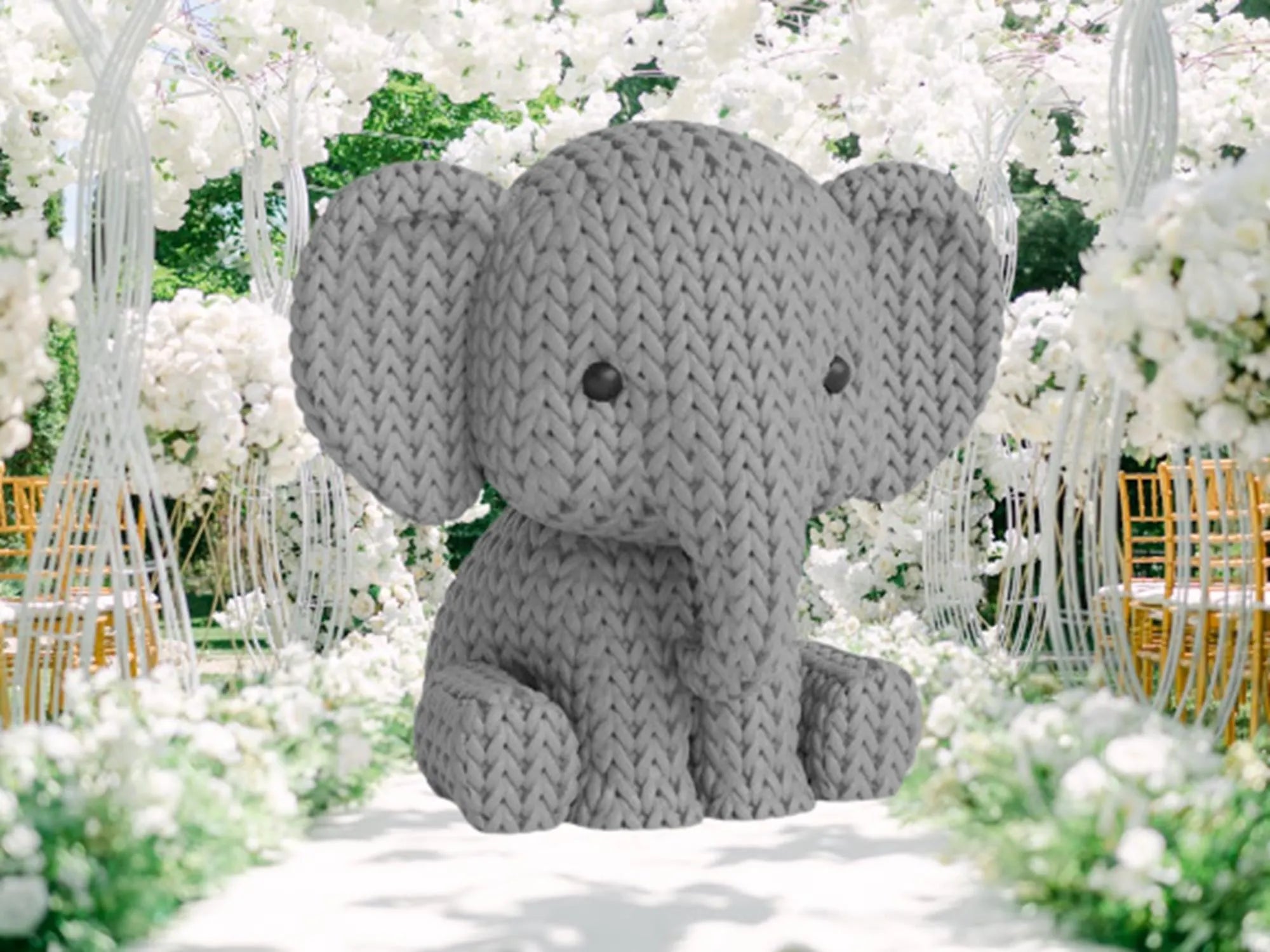 Figurine éléphant tricot 3D • Sculpture artisanale • Déco safari • 3 tailles et 14 couleurs