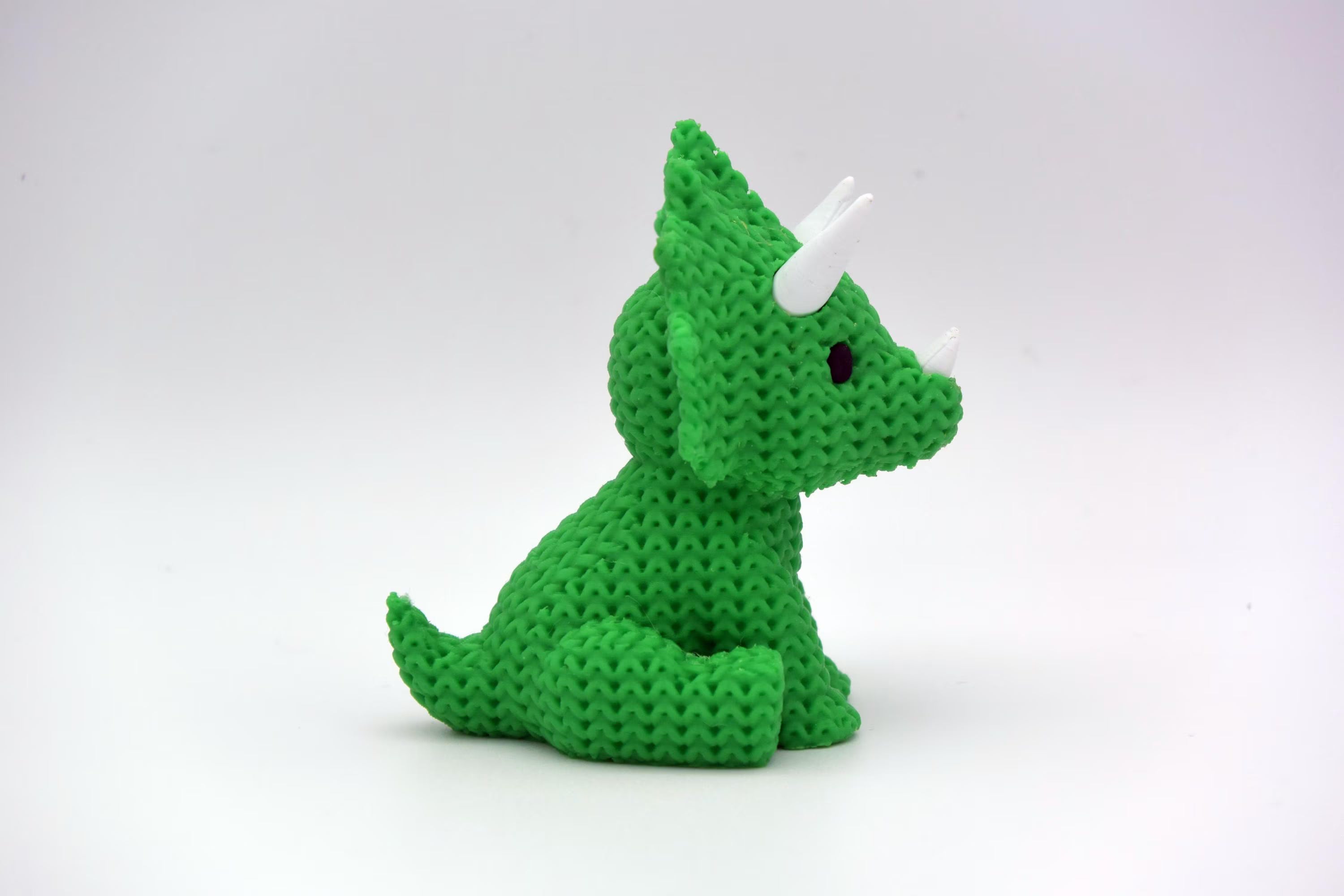 Figurine triceratops tricot 3D • Sculpture artisanale dinosaure • Déco originale • 3 tailles et 14 couleurs