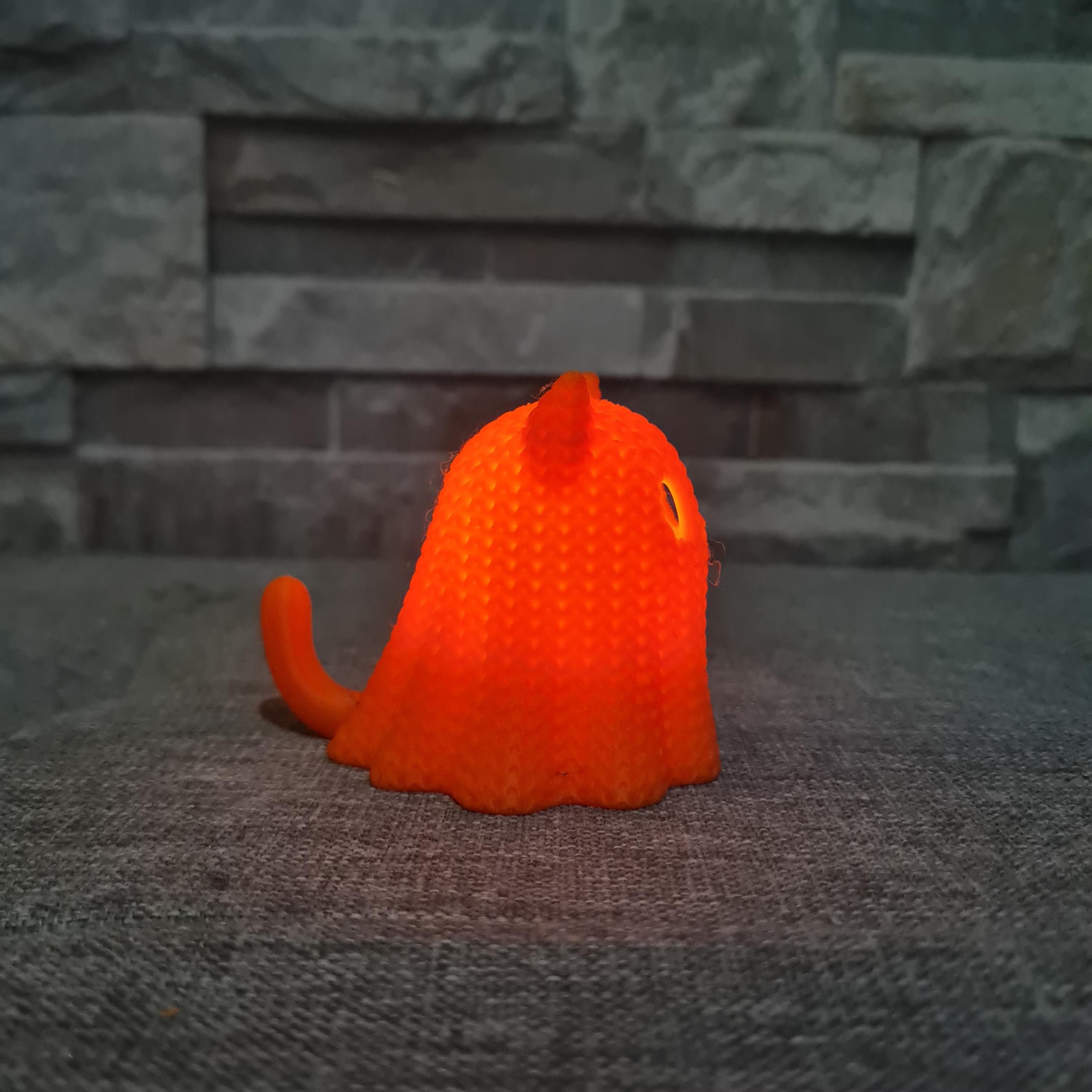 Chat Fantôme effet tricot – Photophore Halloween – Impression 3D avec bougie LED