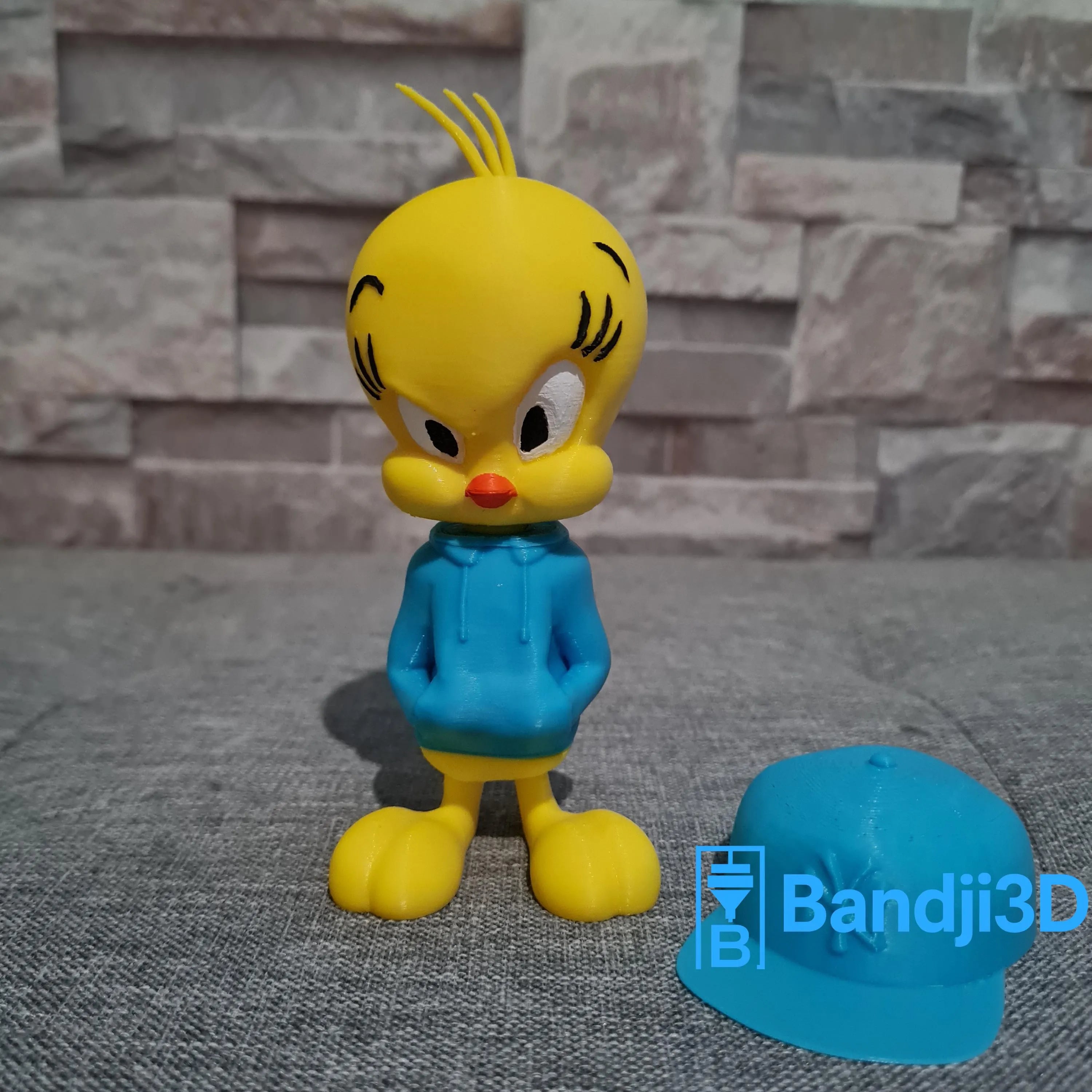 Figurine inspirée de l’univers Titi Streetwear – Figurine imprimée en 3D, Tweety déco geek et pop culture (13 cm / 24 cm